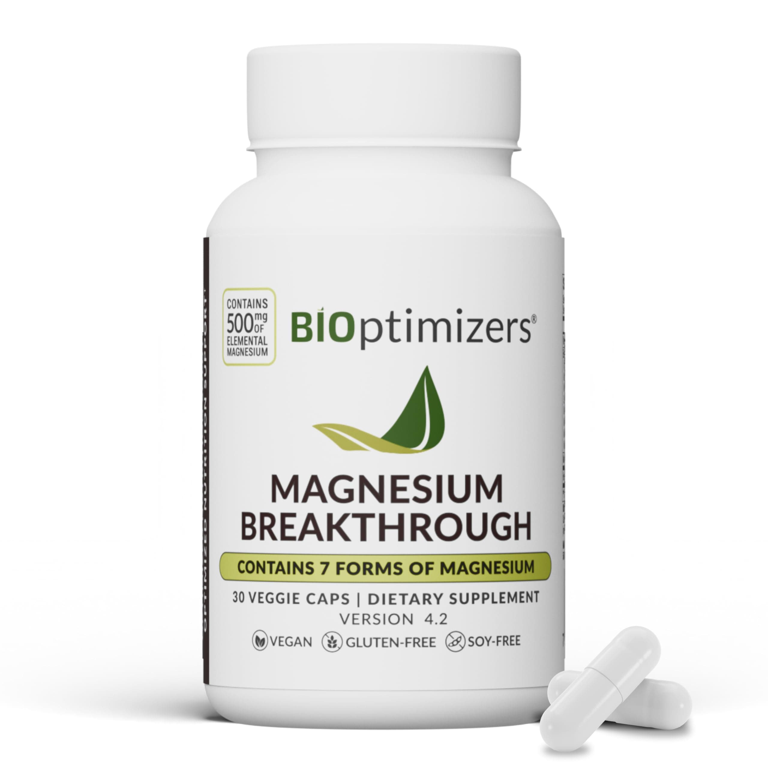 BIOptimizers Magnesium Breakthrough Complex Supplement with 7 Forms of Mg: Glycinate, Malate, Citrate, and More - Natural Support for Sleep and Cognitive Function - 30 Capsules- Calming Vitamins Unflavored 30 Count (Pack of 1)