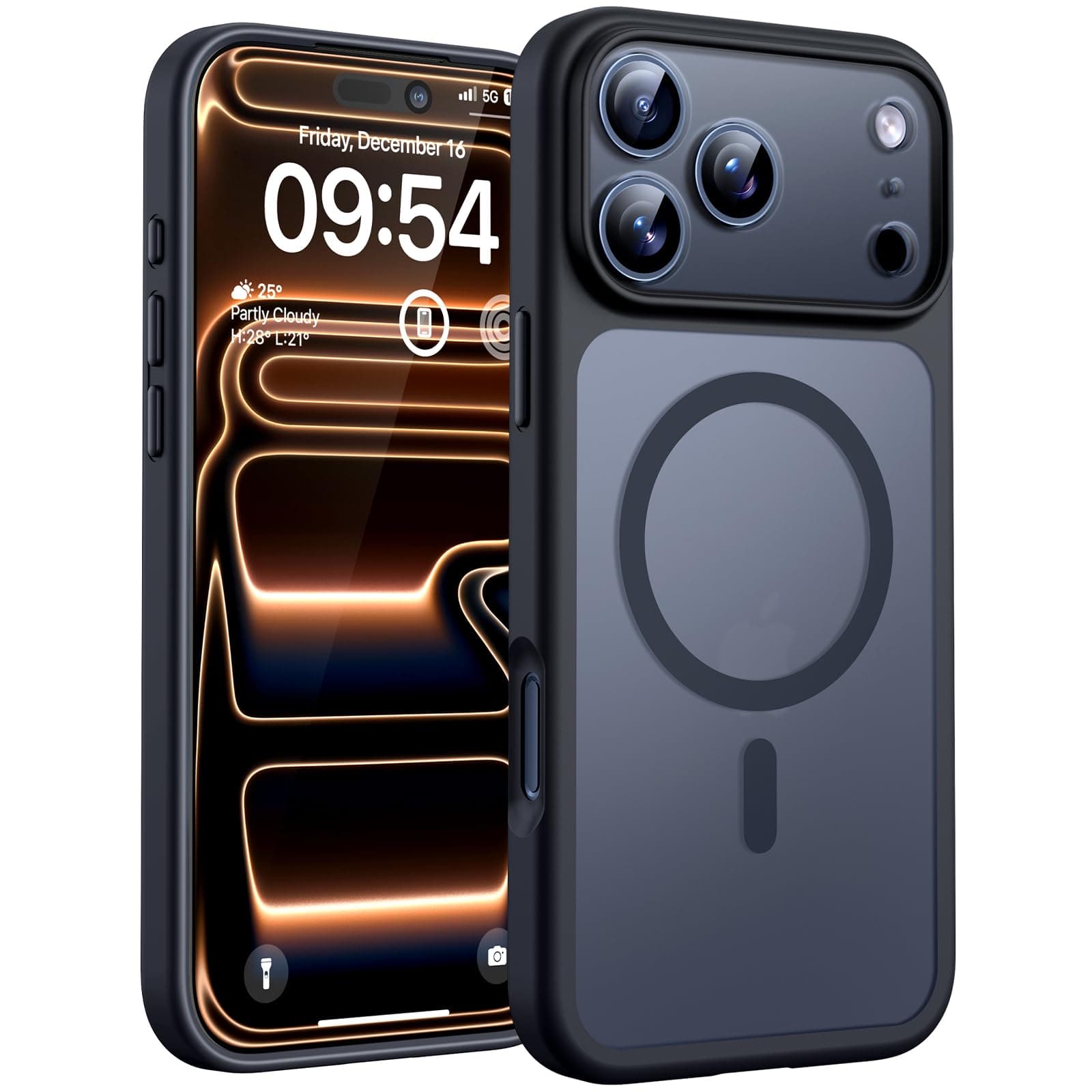 TOCOL for iPhone 17 Pro Max Case, Compatible with Magsafe, Full Camera Protection, Built-in Magnetic Ring, Translucent Matte Phone Case for iPhone 17 ProMax 6.9 inch (Black) for iPhone 17 Pro Max Black