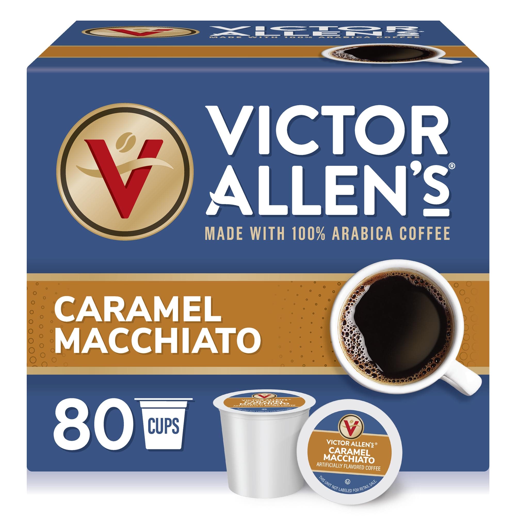 Victor Allen's Coffee Victor Allen's Coffee Caramel Macchiato Flavored, 80 Count, Medium Roast, Single Serve Coffee Pods for Keurig K-Cup Brewers Caramel Macchiato 80 Count (Pack of 1)