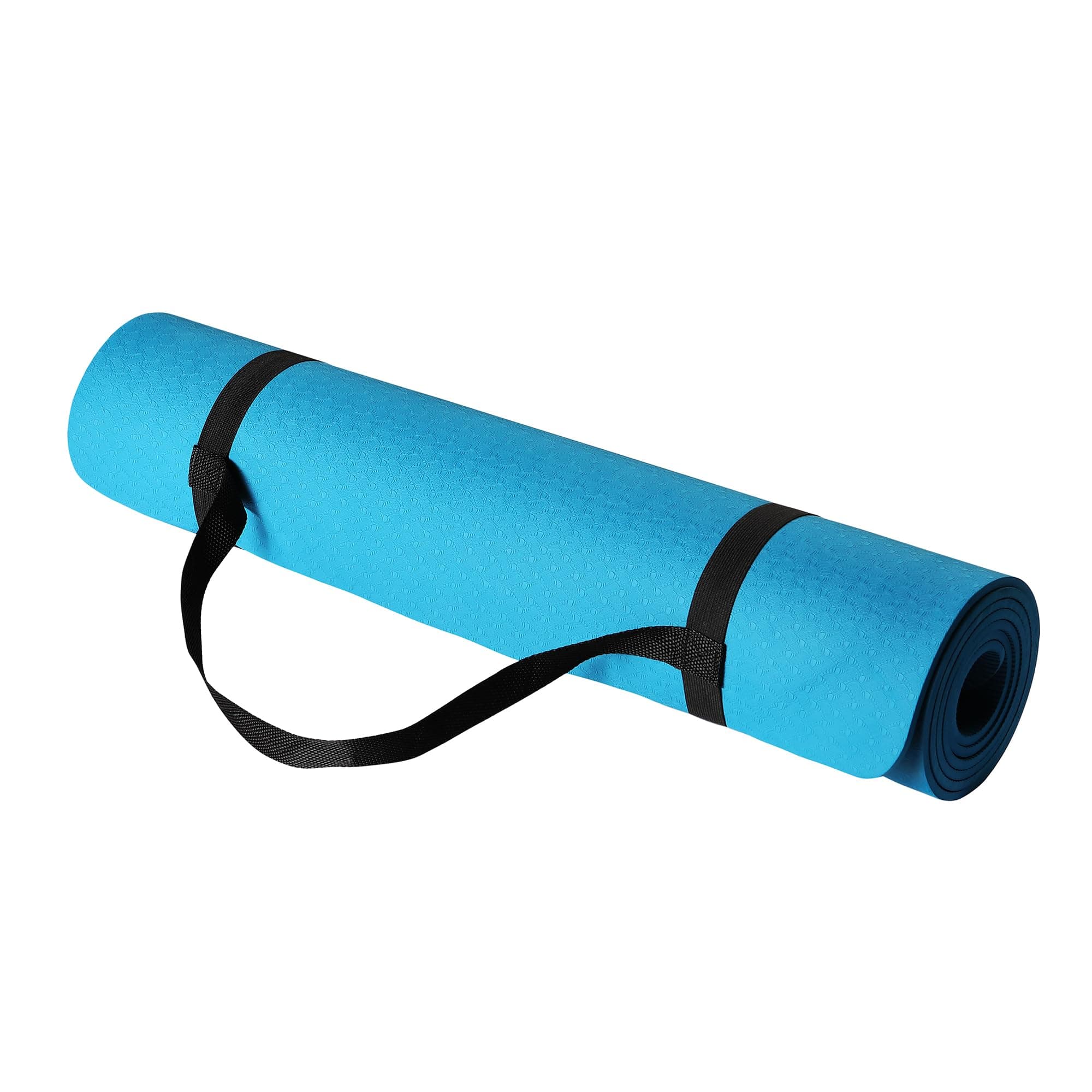 Amazon Basics 1/4 Inch Thick TPE Exercise Yoga Mat with Carrying Strap Aqua
