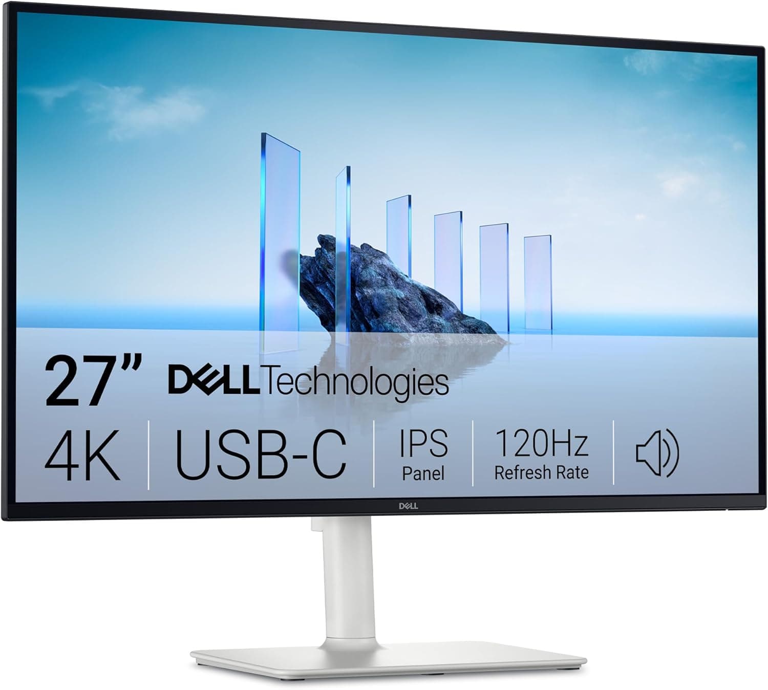 Dell 27 Plus 4K USB-C Monitor - S2725QC - 27-inch 4K (3840 x 2160) 120Hz 16:9 Display, AMD FreeSync Premium, sRGB 99%, Integrated Speakers, 1500:1 Contrast Ratio, Comfortview Plus - Ash White 27 Inches S2725QC USB-C