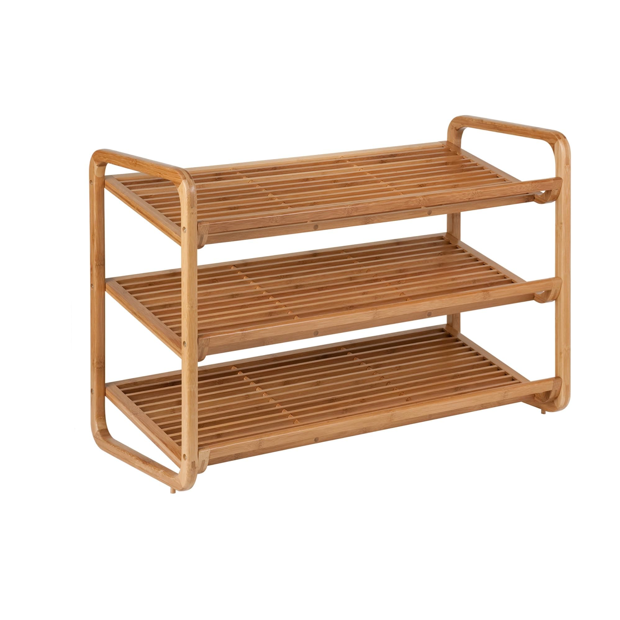 Honey-Can-Do SHO-01599 Bamboo 3-Tier Shoe Shelf 3-Tier Bamboo Shoe Shelf