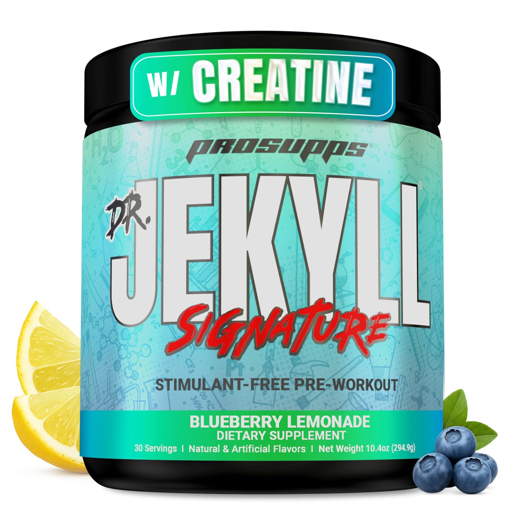 PROSUPPS Dr. Jekyll Signature Pre Workout Powder with Creatine - Stim-Free Preworkout Supports Focus & Endurance - Caffeine-Free Gym & Fitness Supplements (Blueberry Lemonade, 30 Servings) Blueberry Lemonade 30 Servings (Pack of 1)