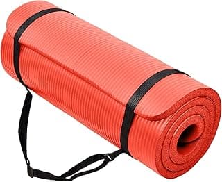 BalanceFrom GoCloud 71x24 Inches Extra Thick Yoga Mat 1-Inch High-Density Foam – Roll-Up Exercise Pad with Double-Sided Non-Slip Surface and Carrying Strap for Pilates and Home Workouts