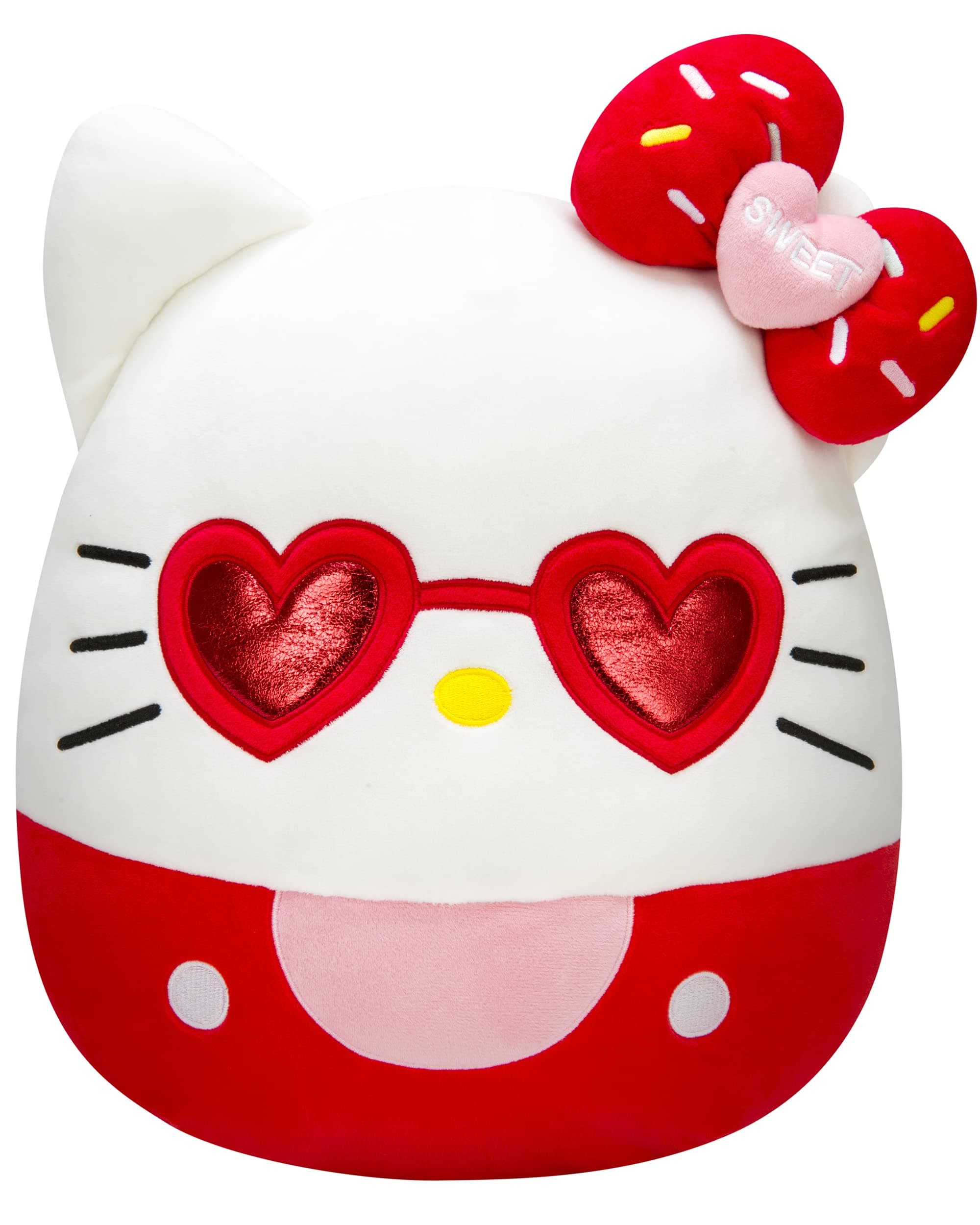 Squishmallows Hello Kitty with Red Glasses 14-Inch Plush - Sanrio Ultrasoft Stuffed Animal Large Plush Toy, Official Kellytoy Plush Red Glasses Hello Kitty