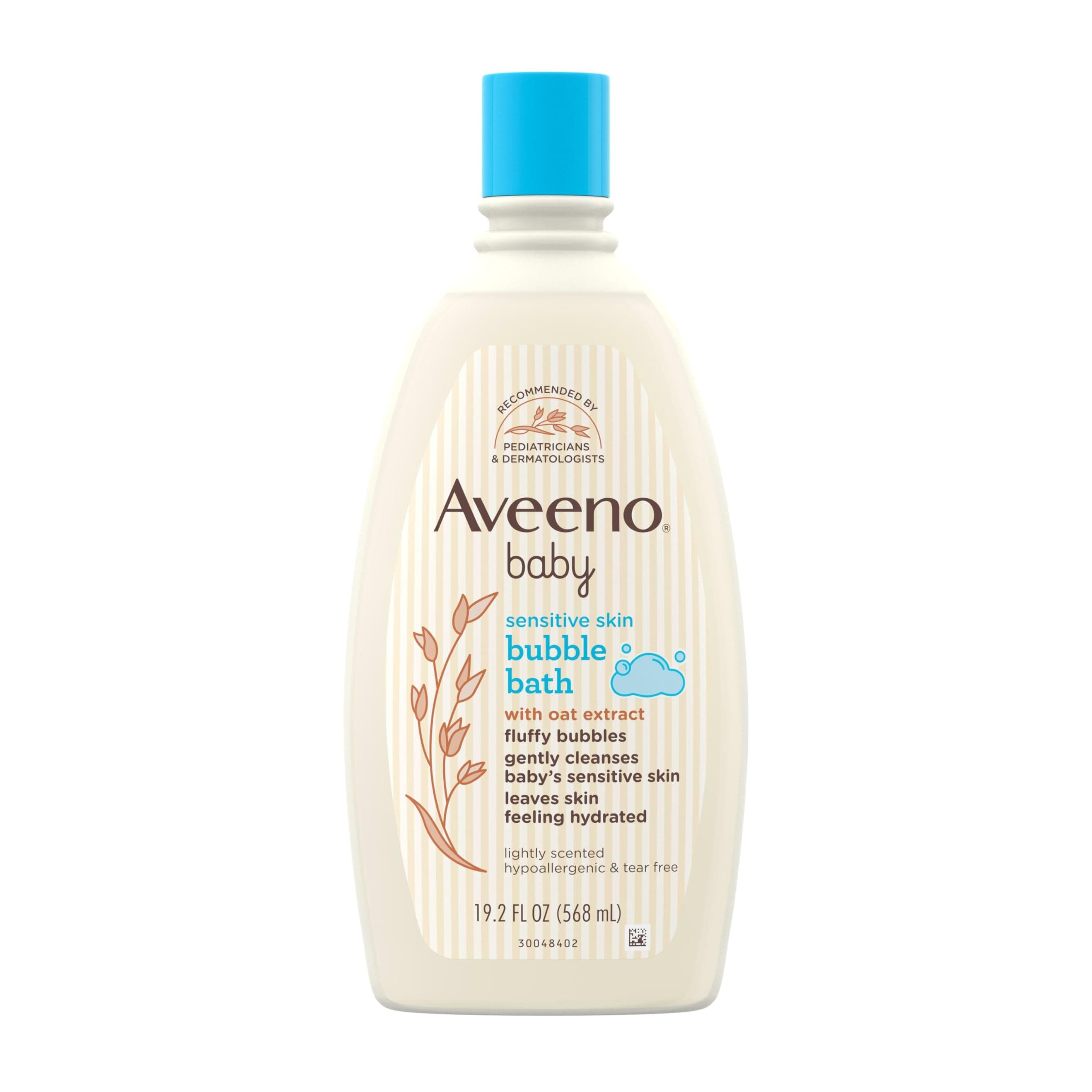 Aveeno Baby Sensitive Skin Bubble Bath with Oat Extract, Gently Cleanses and Leaves Skin Feeling Hydrated, Tear-Free Formula, Hypoallergenic, Paraben-, Phthalate-, Soap- & Dye-Free, 19.2 fl. Oz Baby 19.2 Fl Oz (Pack of 1)