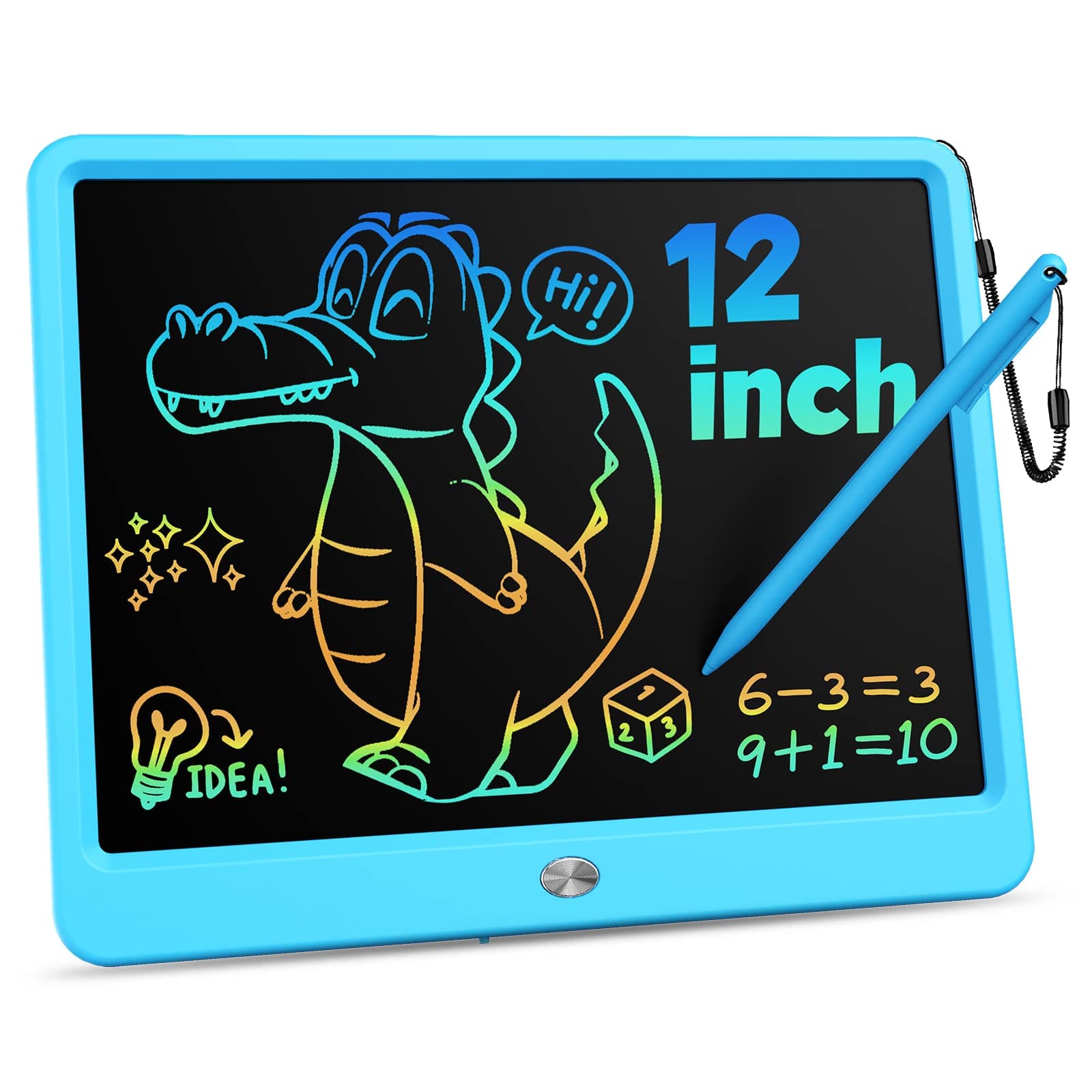 KOKODI 12 Inch LCD Writing Tablet with Anti-Lost Stylus, Erasable Doodle Board Colorful Toddler Drawing Pad, Car Travel School Games Toys for 3 4 5 6 7 8 Kids, Birthday Gift for Girls Boys Adults Blue Blue 12 inch