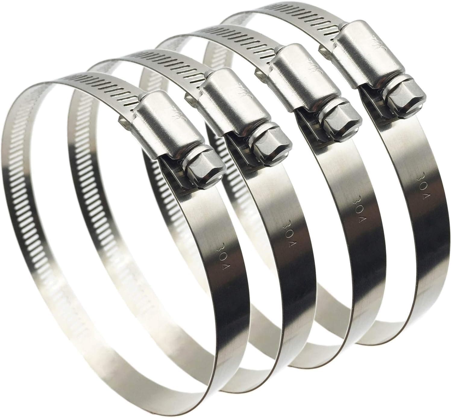 4" (Diameter) Adjustable 304 Stainless Steel Duct Clamps Hose Clamp Pipe Clamp Air Ducting Clamp worm drive hose clamps (4Pcs, 91mm-114mm) 4" -4Pcs