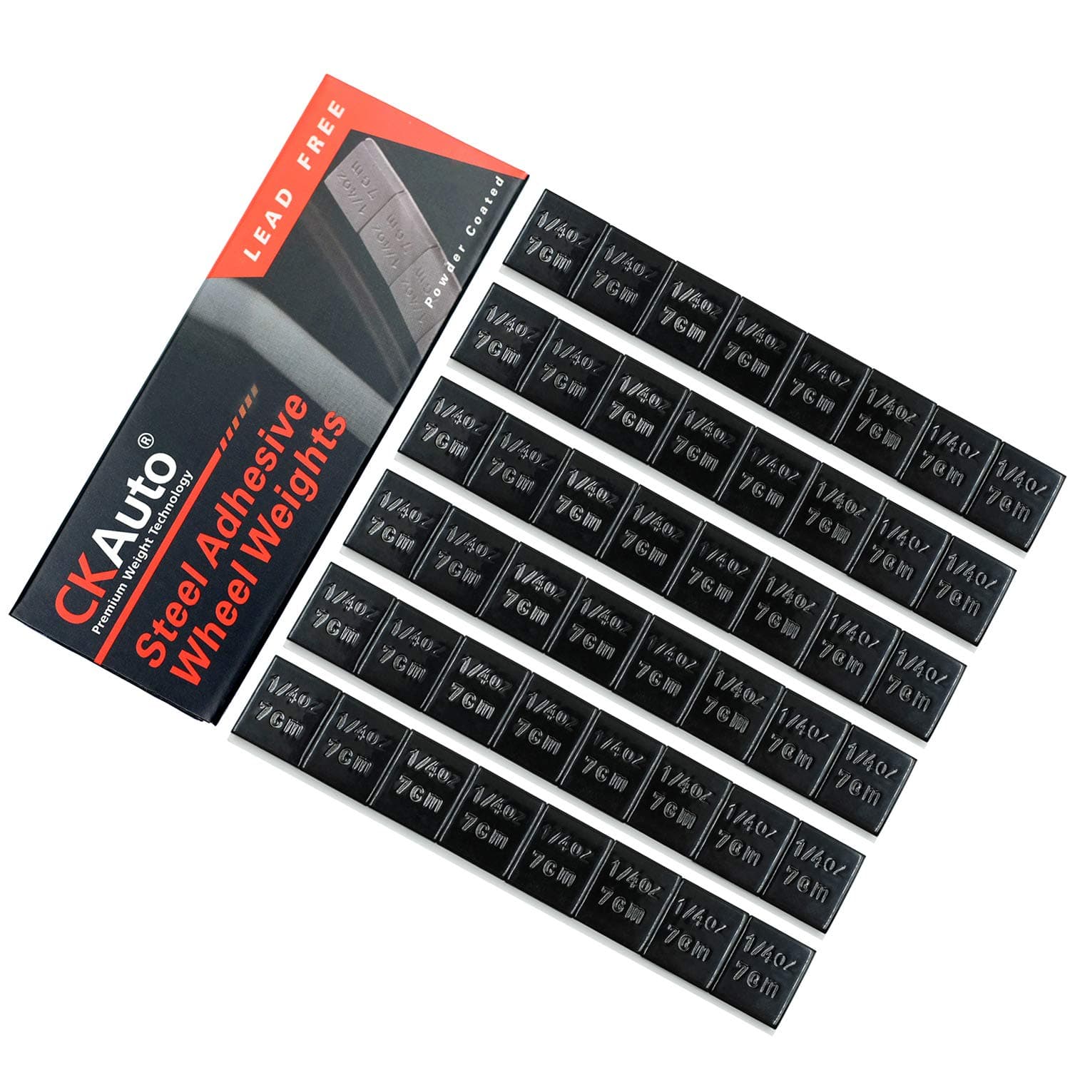 CKAuto 1/4oz, 0.25oz, Black, Adhesive Stick on Wheel Weights, EasyPeel Type. Cars, Trucks, SUVs, Motorcycles, RC Cars. Low Profile, 12oz/Box, U.S. OEM Quality, (48pcs) Black 48PCS