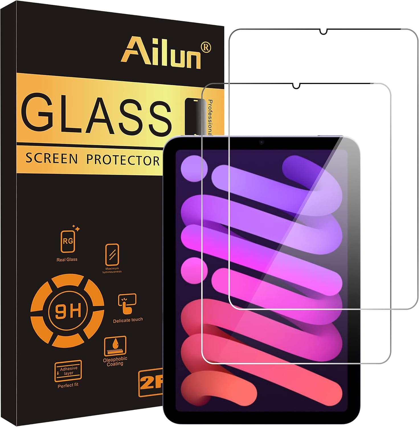 Ailun Screen Protector for iPad Mini 7 A17 Pro 7th Gen 2024 & Mini 6th Gen 2021 Release, 8.3 Inch,Tempered Glass 2.5D Edge,iPad Mini 7 & 6,Case Friendly,2 Pack iPad Mini 6/A17 Pro 7th Gen