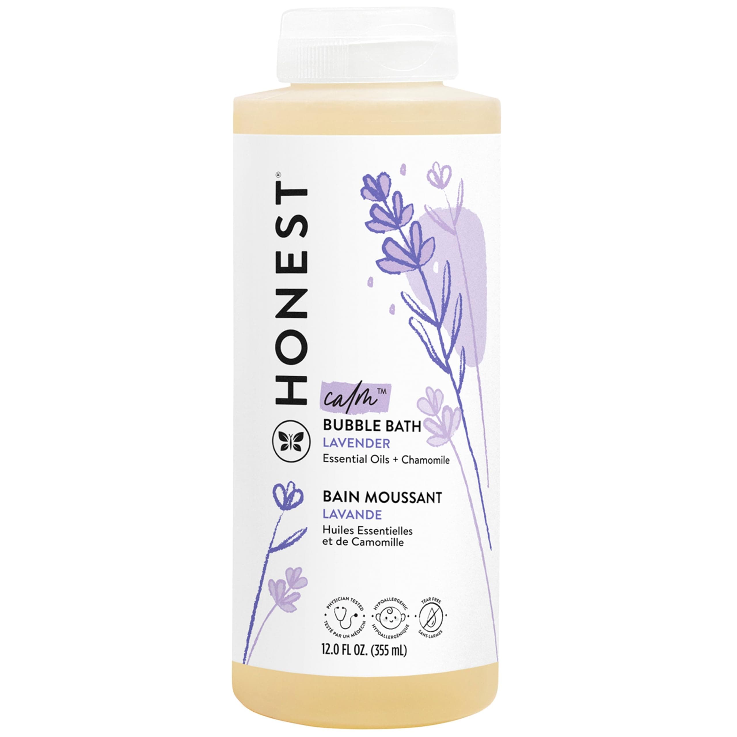 The Honest Company Foaming Bubble Bath, Gentle Tear-Free Hypoallergenic Baby Wash with Naturally Derived Ingredients, Lavender Calm, 12 fl oz Lavender Calm 12 Fl Oz (Pack of 1)