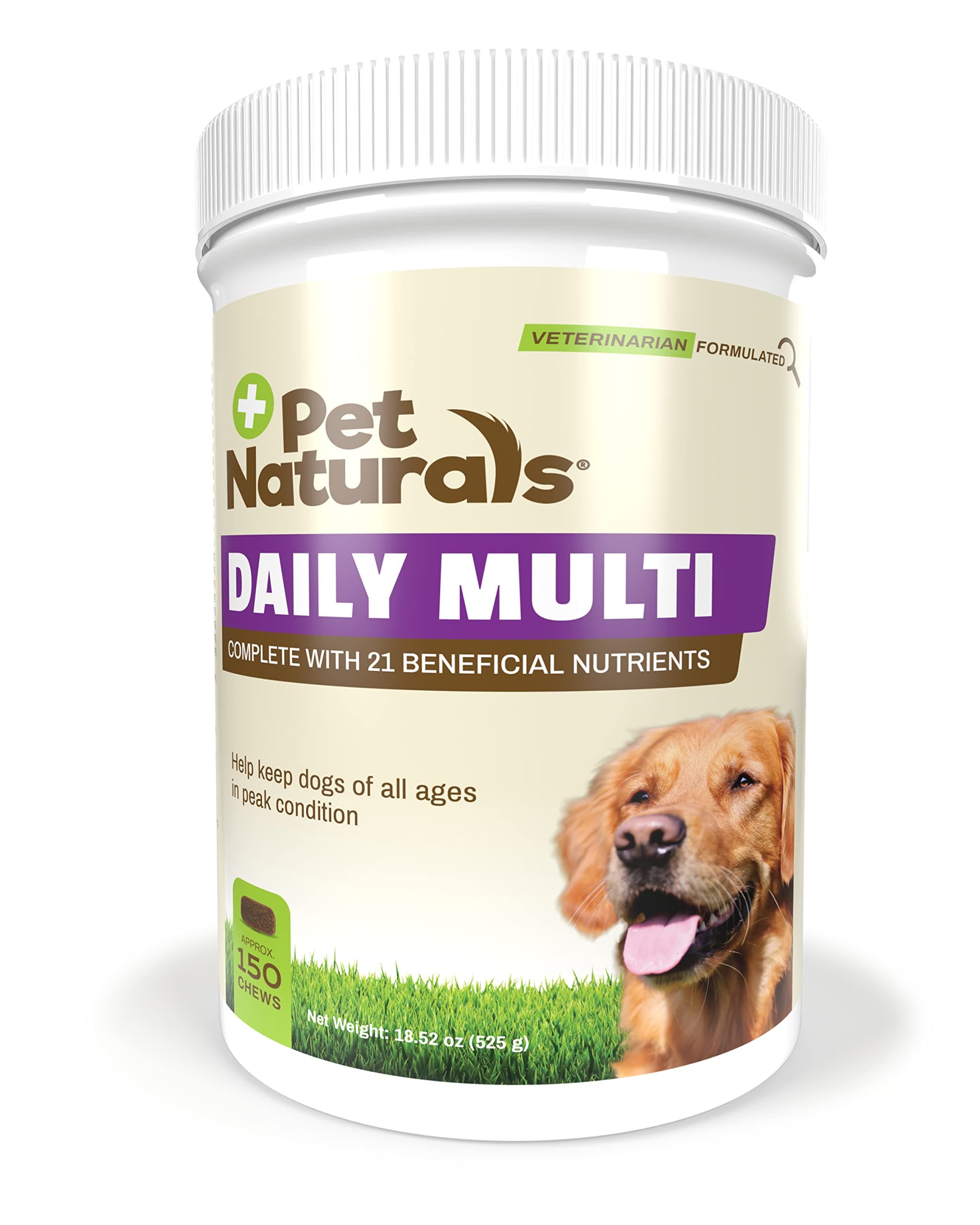 Pet Naturals Daily Multivitamin for Dogs, Veggie Flavor, 150 Chews - Yummy Chews with Amino Acids, and Antioxidants - Supports Energy, Metabolic Function and Pet Wellness Dog 150 Chews