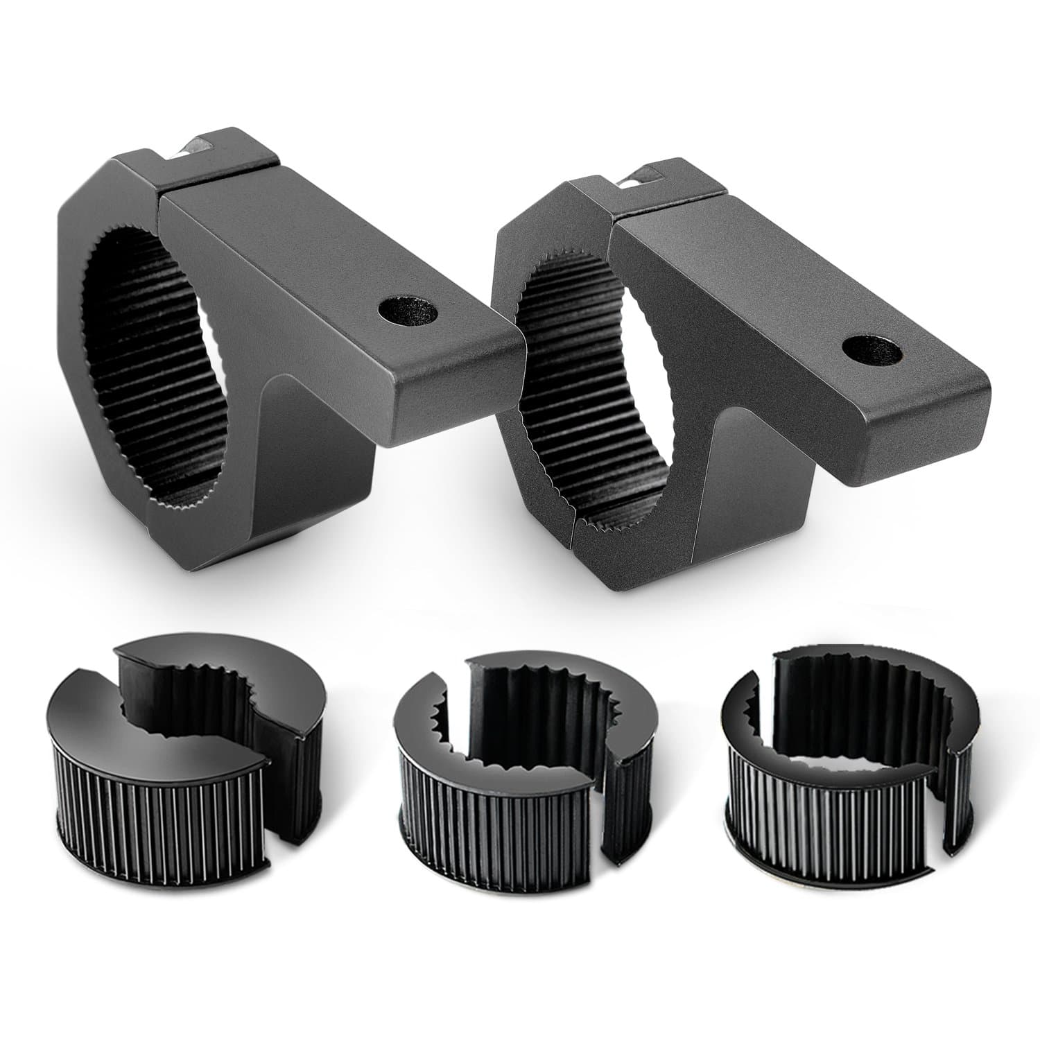 Nilight 90020B 2 Pack Mounting Bracket Kit LED Off Road Light Horizontal Bar Tube Clamp Roof Roll Cage Holder, 2 Years Warranty,Black For 1"/1.5"/1.75"/2"Bar