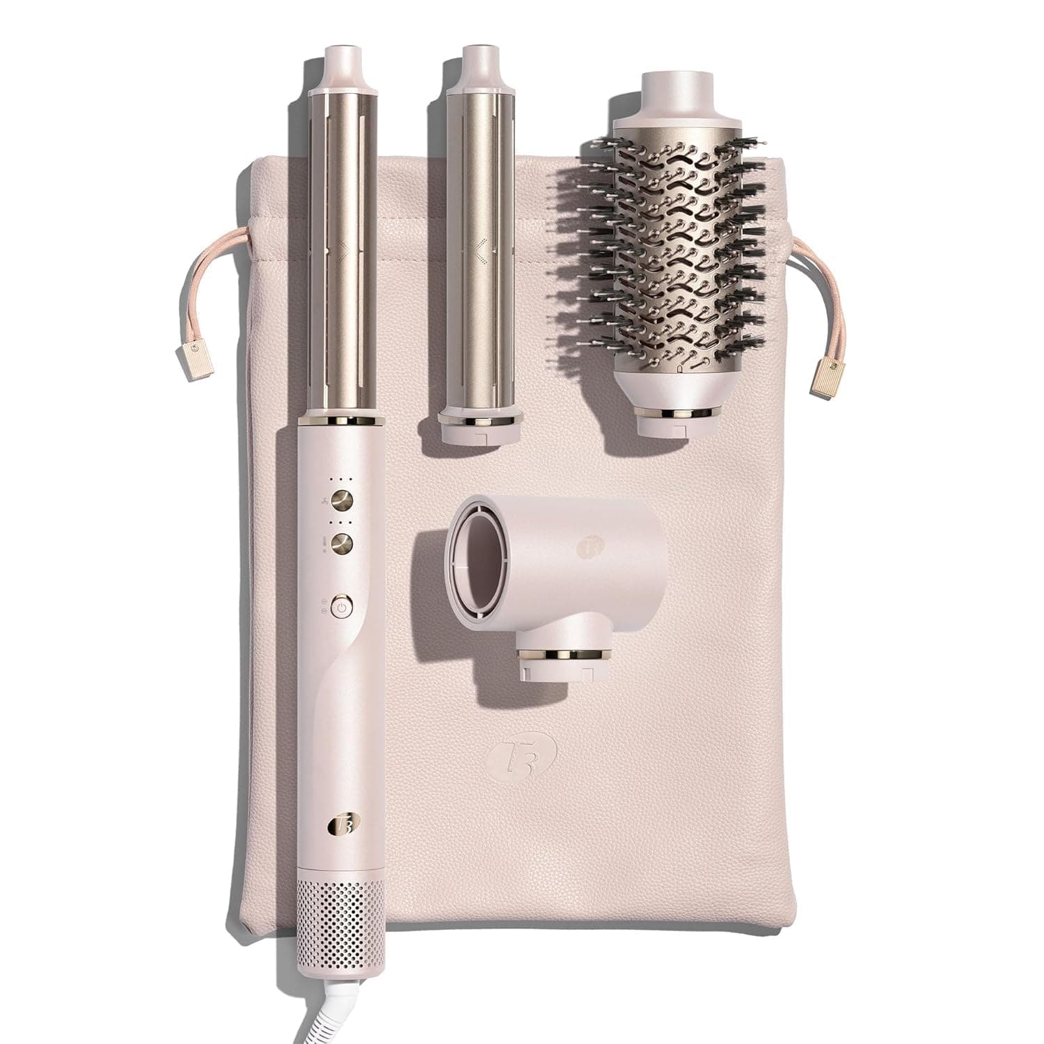 T3 Aire 360 Multi-Styler & Blowout System with Luxe Carrying Case, Rapid Drying Hair Dryer, Ceramic Curling Attachments, Oval Brush & Drying Concentrator | Blowouts & Long-Lasting Curls Satin Blush/Gold