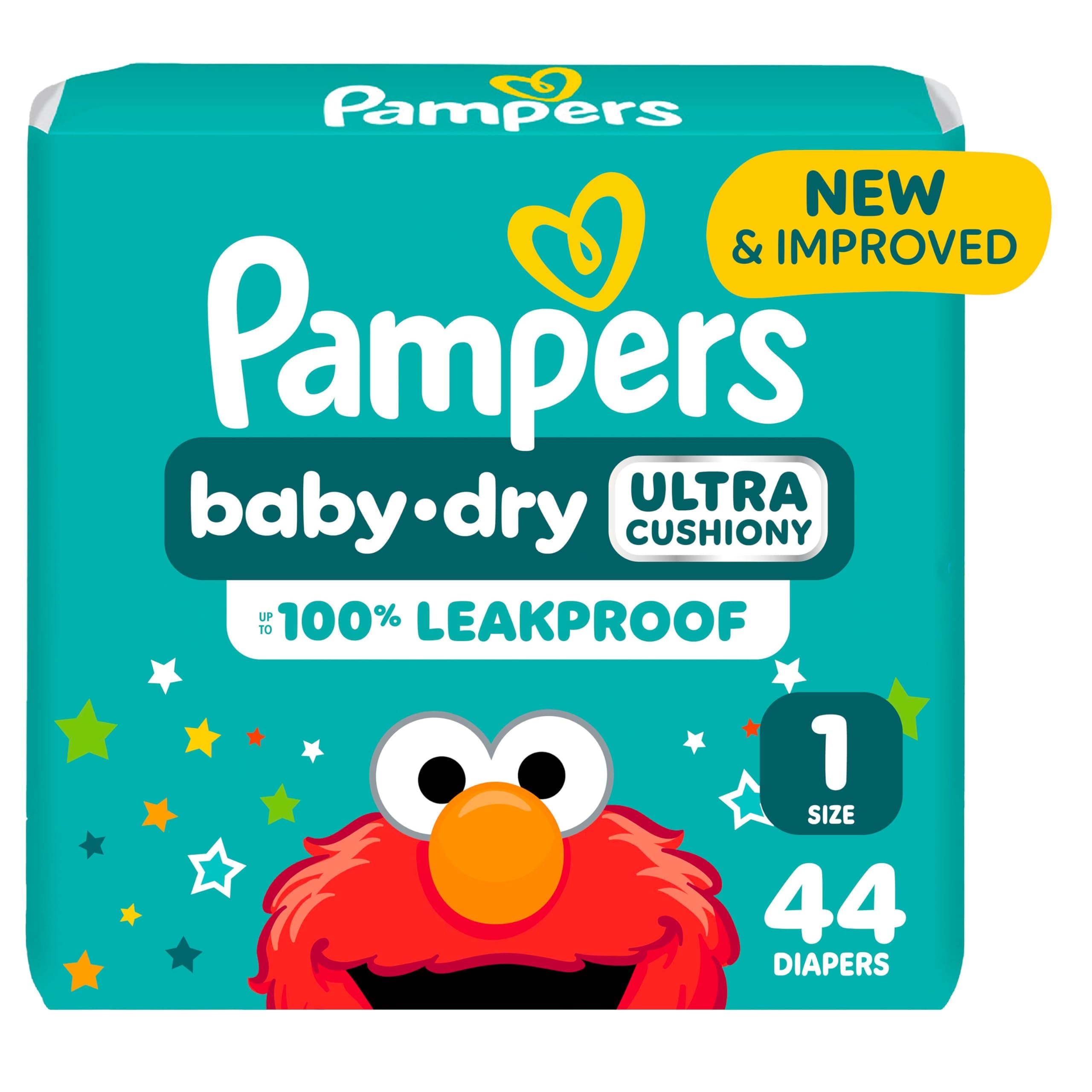 Pampers Diapers - Baby Dry - Size 1, 44 Count, Absorbent Disposable Infant Diaper (Packaging May Vary) Size 1 44