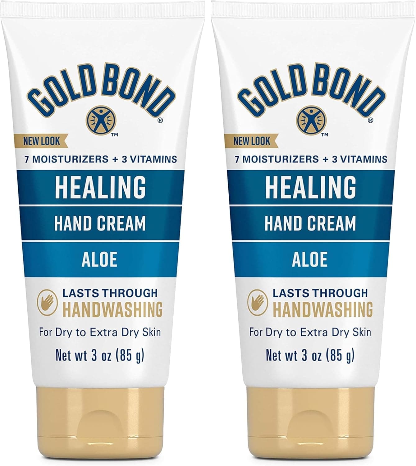 Gold Bond Healing Hand Cream, With Aloe, Hand Lotion for Dry Skin That Lasts Through Handwashing, 3 oz. (Pack of 2) 3 Ounce (Pack of 2)
