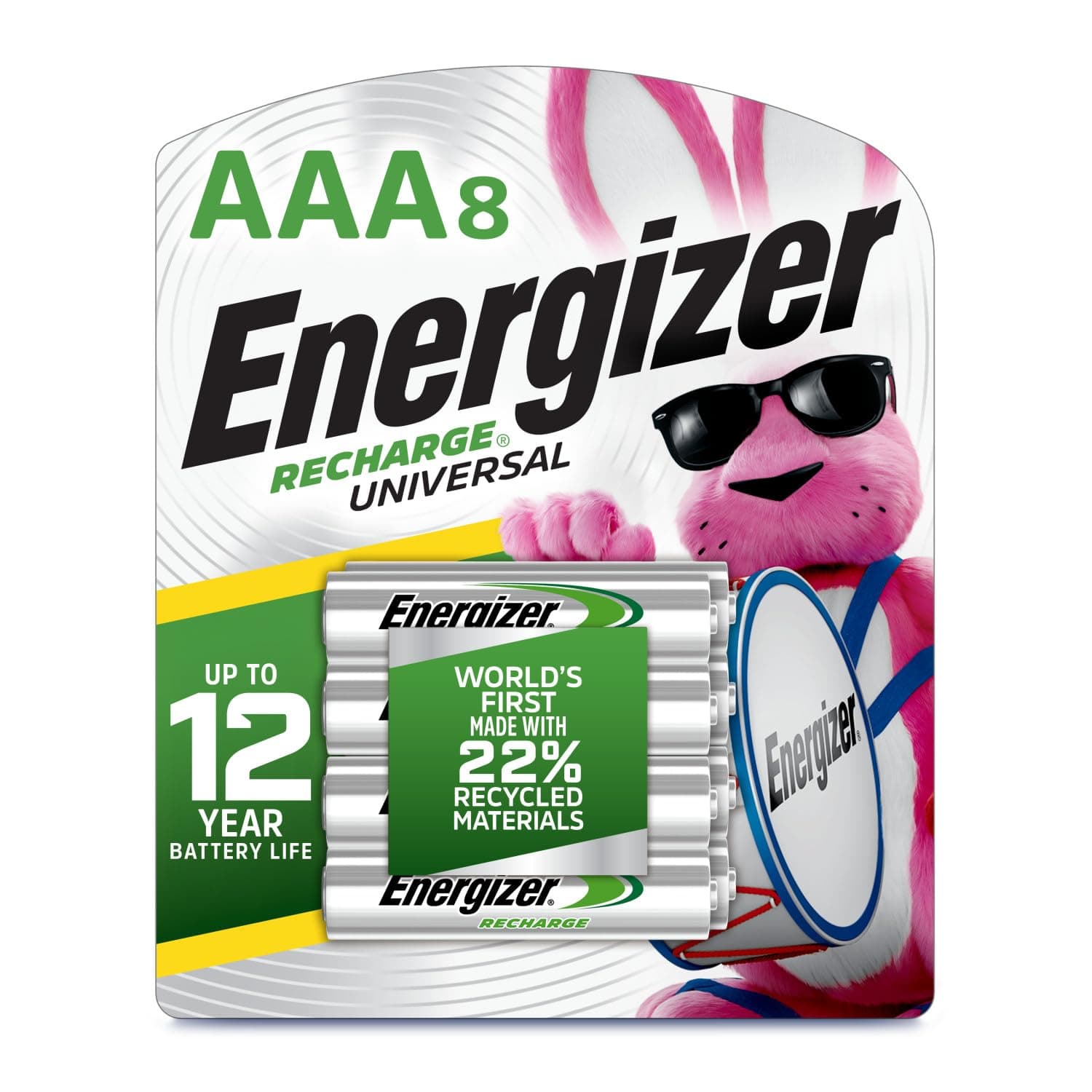 Energizer Recharge Universal Rechargeable AAA Batteries (8 Pack), Triple A Batteries AAA Standard