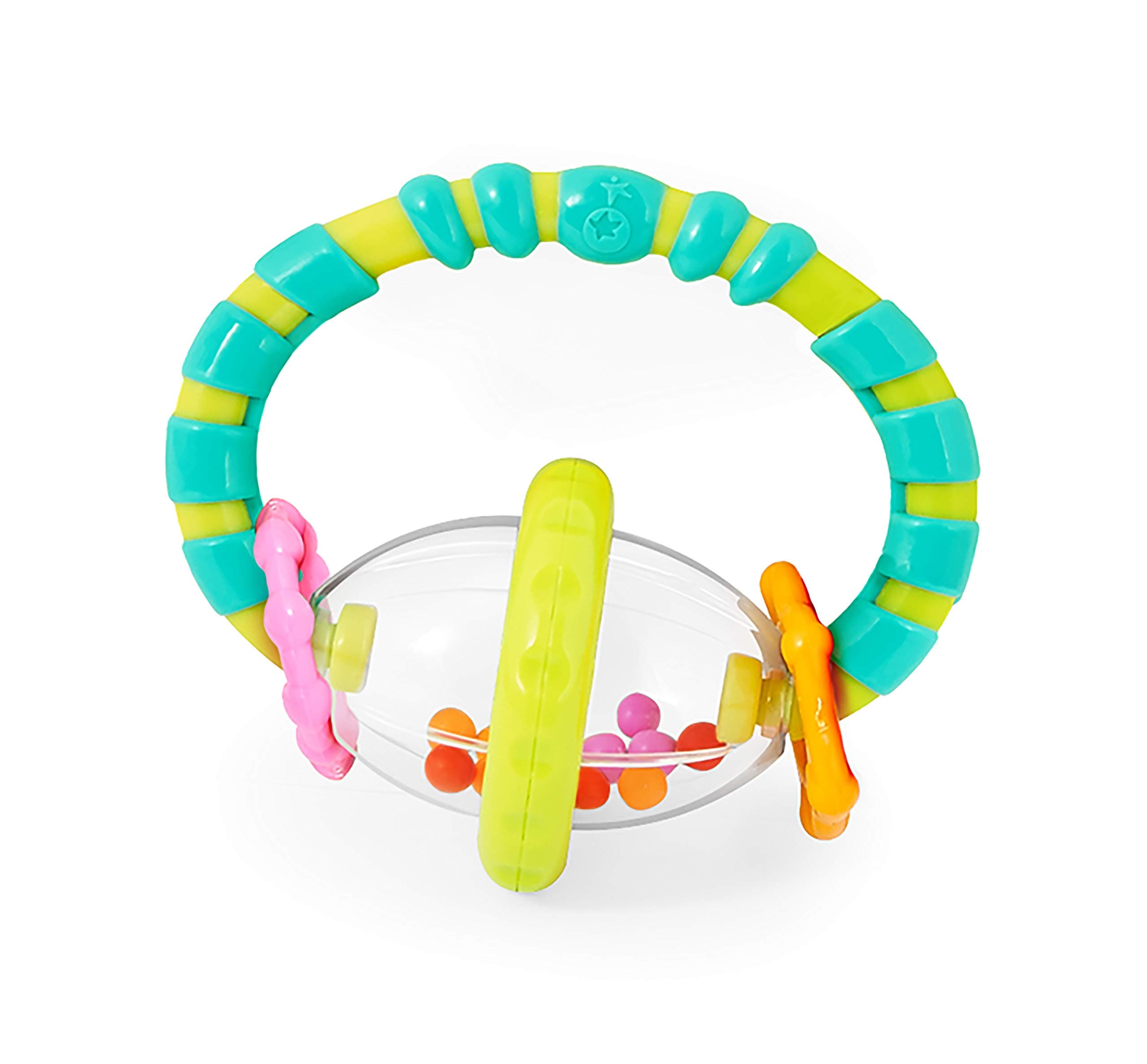 Bright Starts Grab & Spin Baby Rattle & BPA-Free Teether Toy, Ages 3 Months+ Grab & Spin Rattle