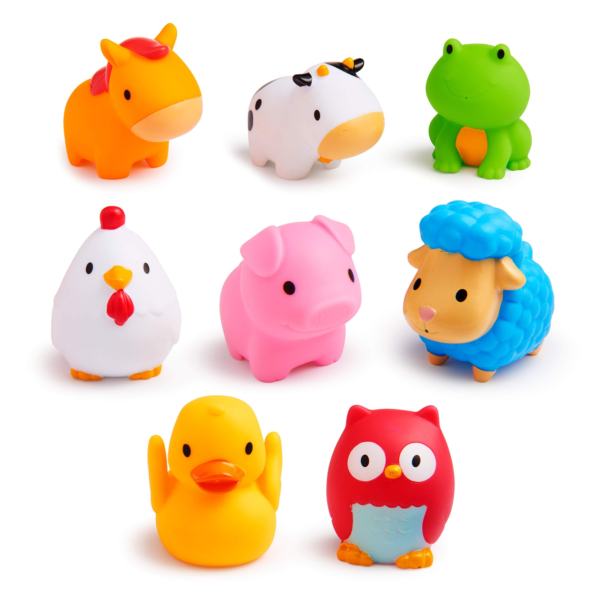 Munchkin Baby Bath Toy Squirts for Babies and Toddlers 9 Months and Up, Farm Animal Squirters, 8 Pack Farm 8 Pack