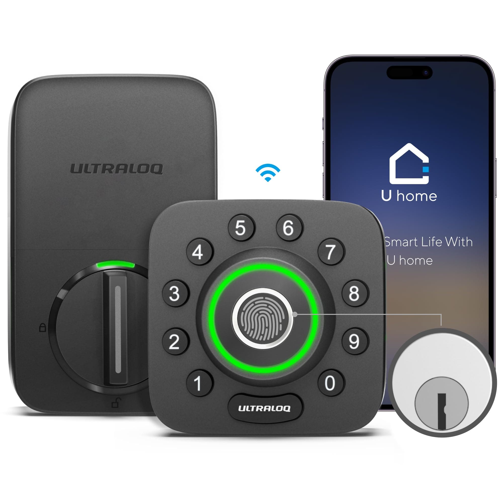ULTRALOQ U-Bolt Pro WiFi Smart Lock with Door Sensor, 8-in-1 Keyless Entry Door Lock with Fingerprint ID, App Remote Control, Built-in WiFi Keypad Deadbolt, Auto Unlock, IP65 Waterproof, Easy Install 360° Fingerprint ID + Built-in WiFi + Door Sensor