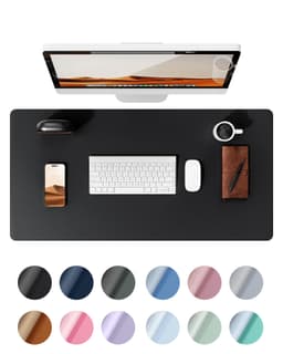 YSAGi Leather Office Desk Pad Protector, Large Mouse Pad, Non-Slip, PU Leather, Laptop Desk Blotter, Waterproof Writing Pad for Office and Home, Black, 23.6" x 13.8" Black 23.6" x 13.8"