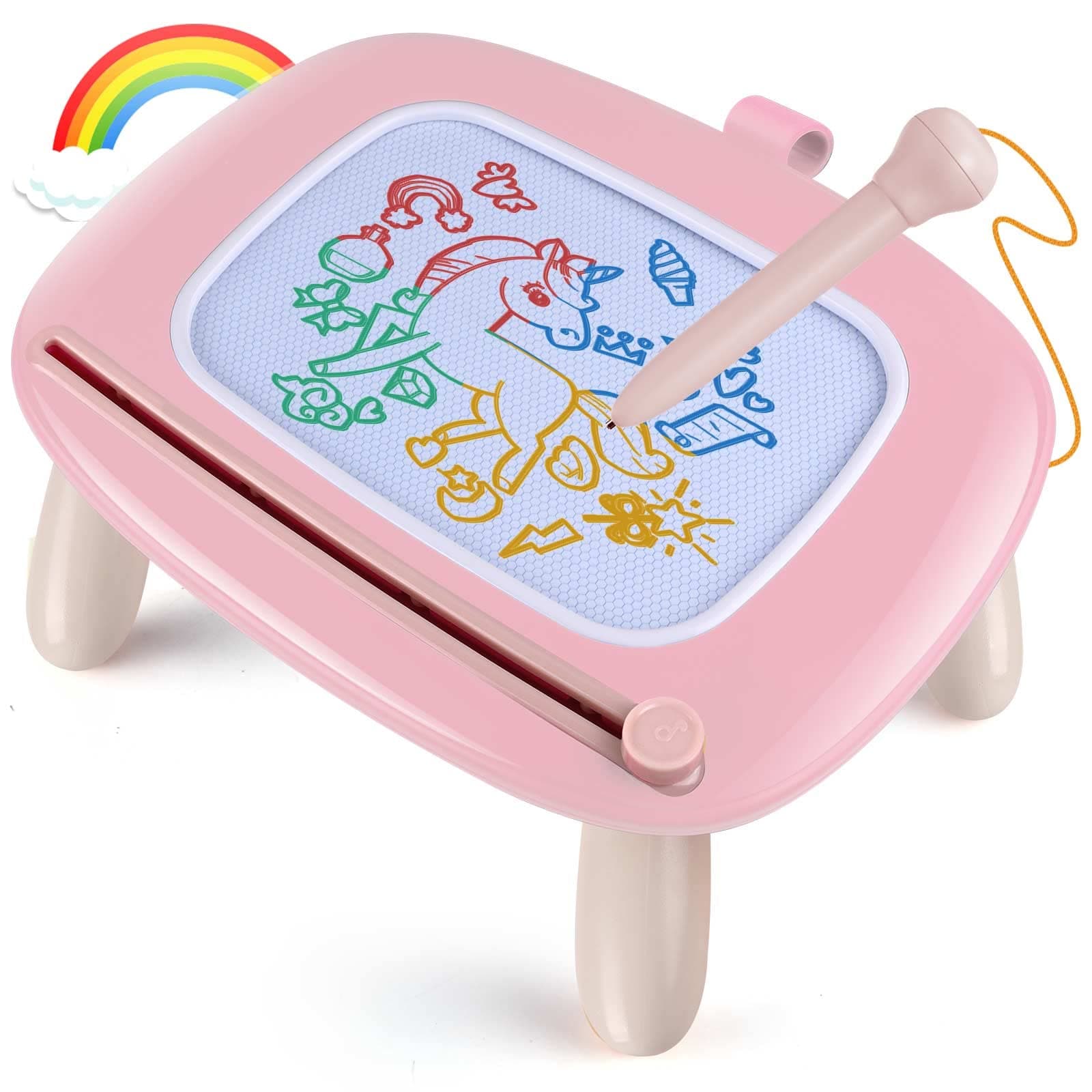 Smasiagon Toddler Toys Age 1-2, Magnetic Drawing Board, Early Learning Doodle Board Writing Painting Sketch Pad, Birthday Christmas Day Gifts for 1 2 3 Year Old (Pink) Light Pink