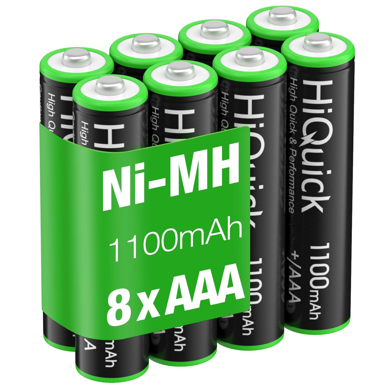 HiQuick Rechargeable AAA Batteries 8 Pack, 1100mAh NiMH Triple AAA Batteries Pre-Charged AAA 8Pack