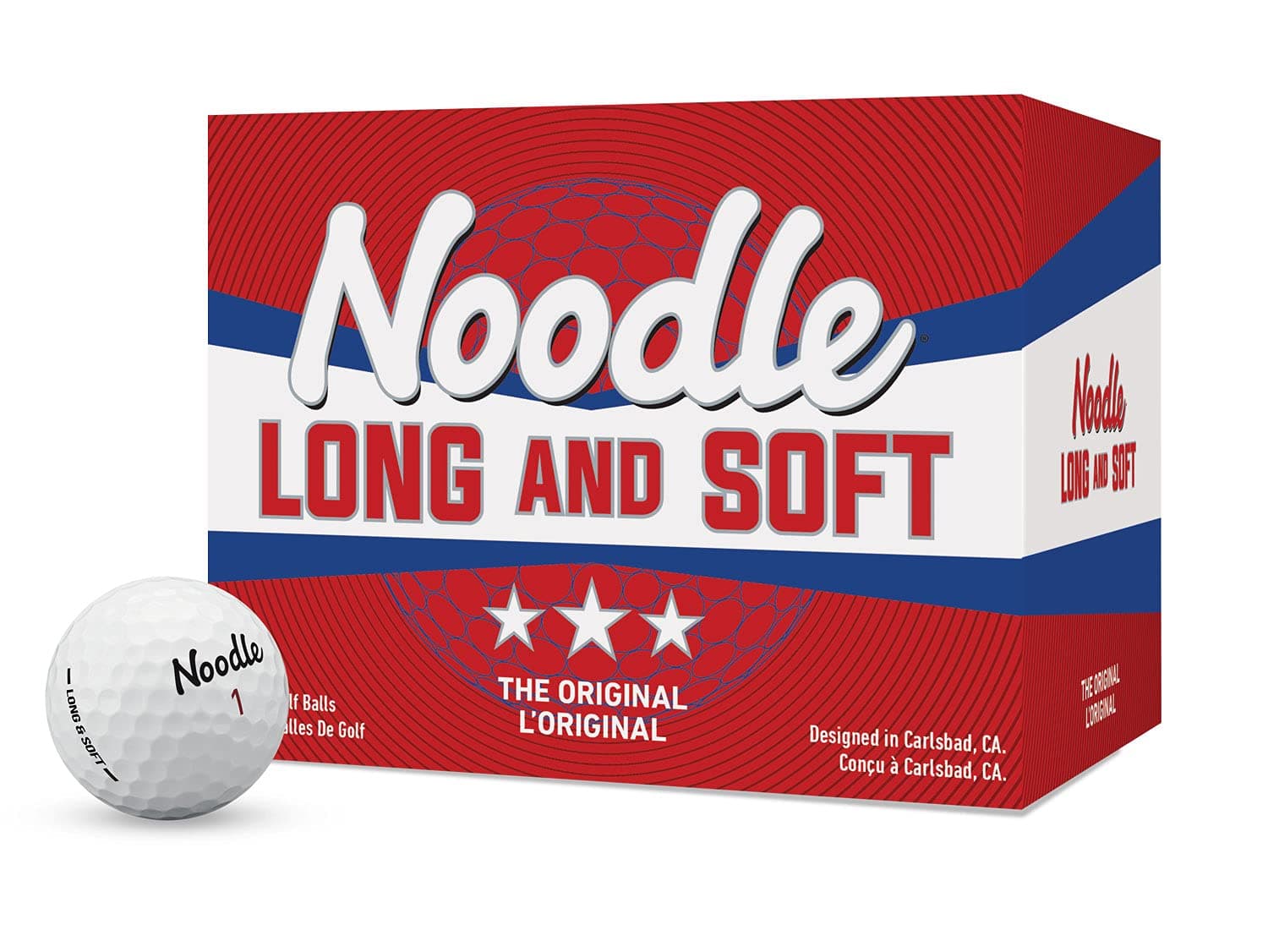 TaylorMade Noodle Long & Soft Golf Balls, Ultra-Soft 34 Compression Core, Great Feel and Increased Spin, Patented Dimple Design for Straighter Flight 15 BP Right