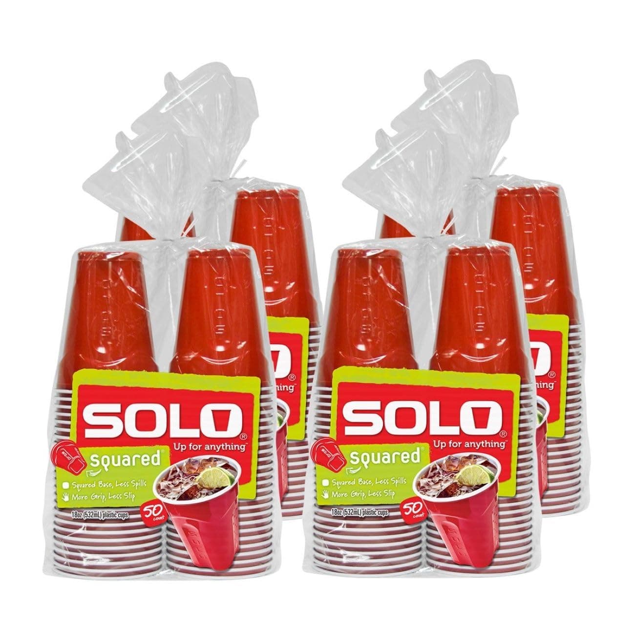SOLO Cup Company Red Squared Plastic Party, 18 Ounce, 200 Count, 50 Count (Pack of 4) 50 Count (Pack of 4) 200.0