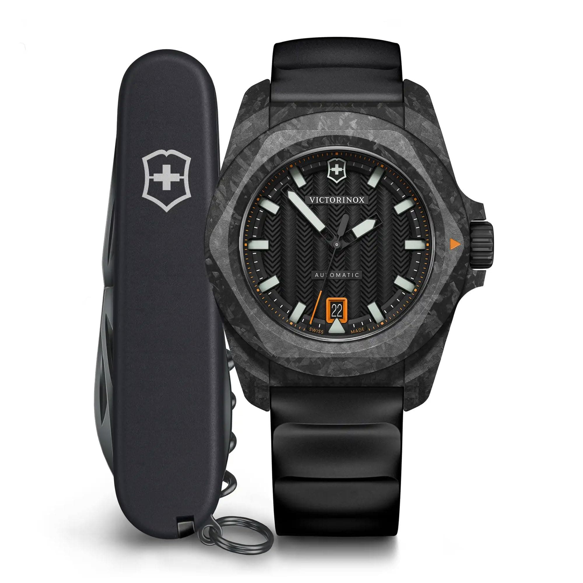 Victorinox I.N.O.X. Automatic Black Dial Black Rubber Strap Watch Set 41mm - 242023.1