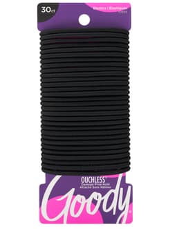 Goody Ouchless Hair Elastics – No Pull, No Breakage, Tangle-Free Hold for Thick, Curly, Coily & Textured Hair – 30 Count, Black, Long-Lasting Ponytail Holders for Women & Men Black 30 Count (Pack of 1)