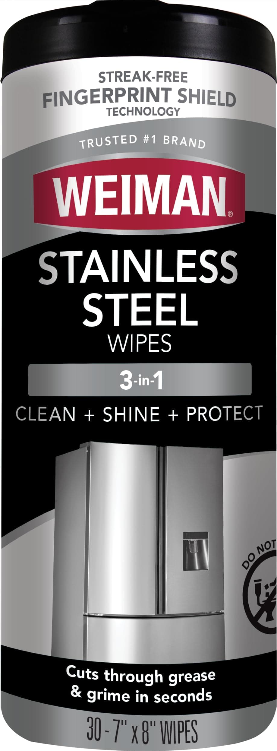 Weiman Stainless Steel Cleaner, 30 Count Cleaning Wipes, Removes Dirt, Grime, and Grease, No Streaks or Residue, Stainless Steel Polish for a Sparkling Clean and Shiny Surface, Cleaning Supplies 30 Count (Pack of 1)