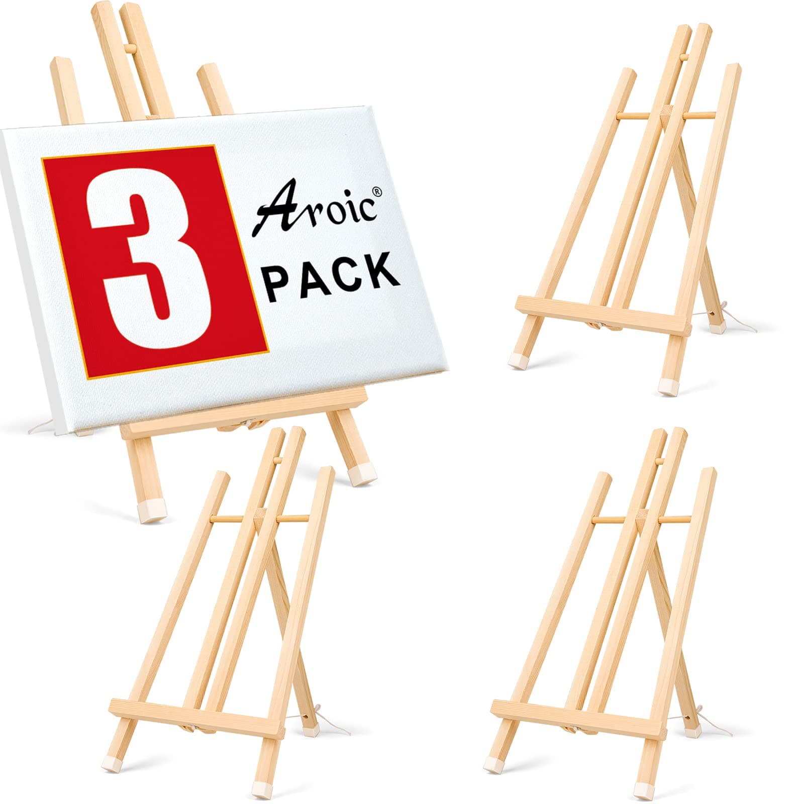3 Pack 15 Inch Wood Easels, Easel Stand for Painting Canvases, Art, and Crafts, Tripod, Painting Party Easel, Kids Student Tabletop Easels for Painting, Portable Canvas Photo Picture Sign Holder 15"-3p