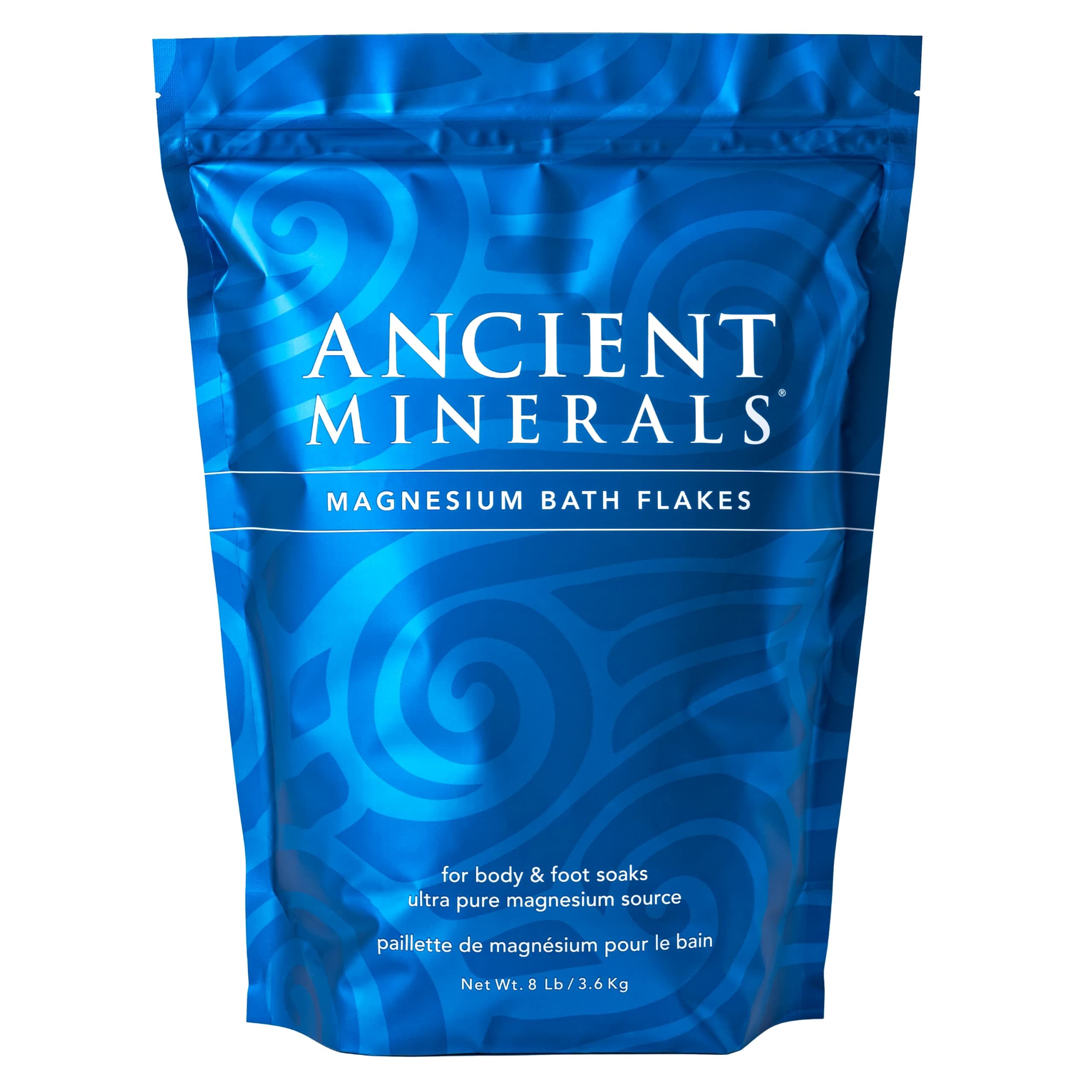 Ancient Minerals Magnesium Bath Flakes – Pure Zechstein Magnesium Chloride for Soaking and Whole-Body Replenishment, 8 lb Bag Unscented 8 Pound (Pack of 1)