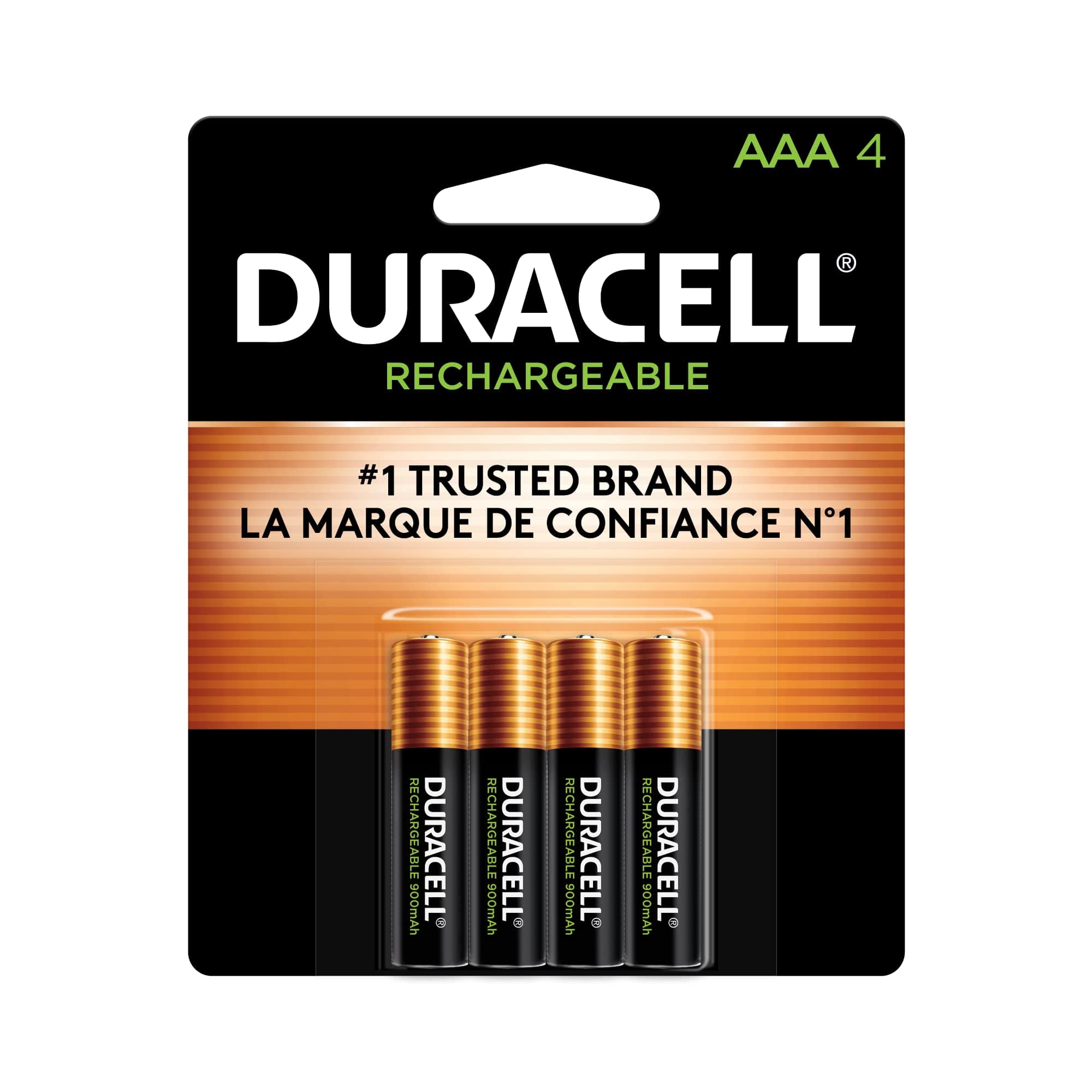Duracell Rechargeable AAA Batteries 4 Count, Long-lasting Power, All-Purpose Pre-Charged NiMH Triple A Battery for Household and Gaming Devices 4 Count (Pack of 1) AAA