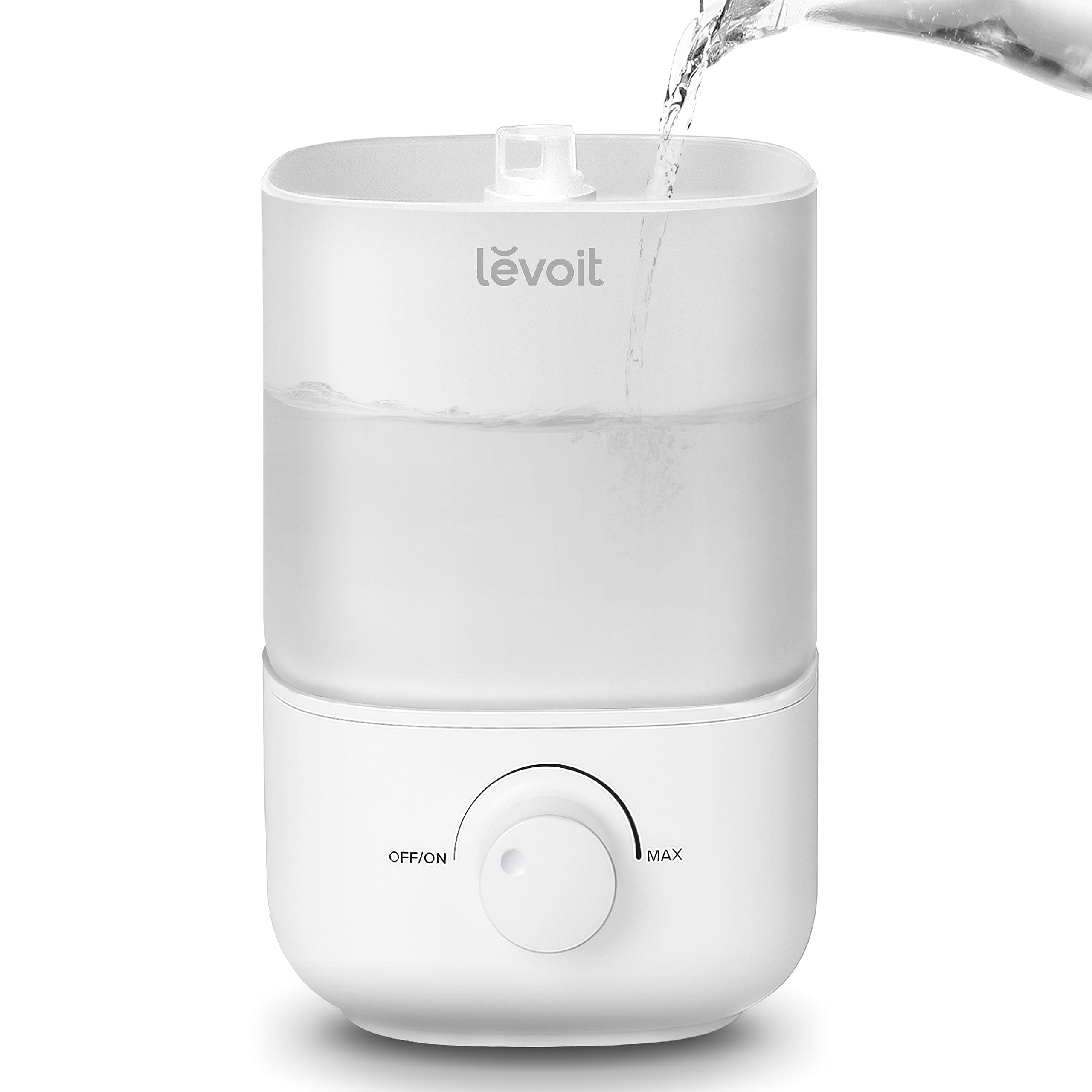 LEVOIT Top Fill Humidifiers for Bedroom, 2.5L Tank for Large Room, Easy to Fill & Clean, 28dB Quiet Cool Mist Air Humidifier for Home Baby Nursery & Plants, Auto Shut-off and BPA-Free for Safety, 25H White 2.5L Humidifer