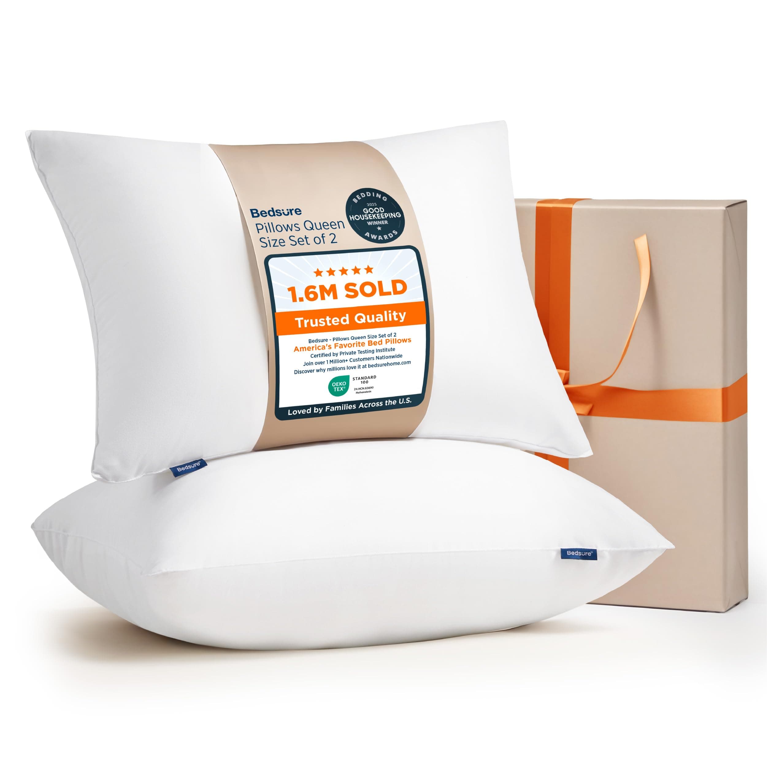 Bedsure Pillows Queen Size Set of 2 - Soft Bed Pillows for Sleeping 2 Pack, Fluffy and Supportive, Hotel Quality, Original Down Alternative Filling for Side, Back Sleepers Soft-2PK Queen
