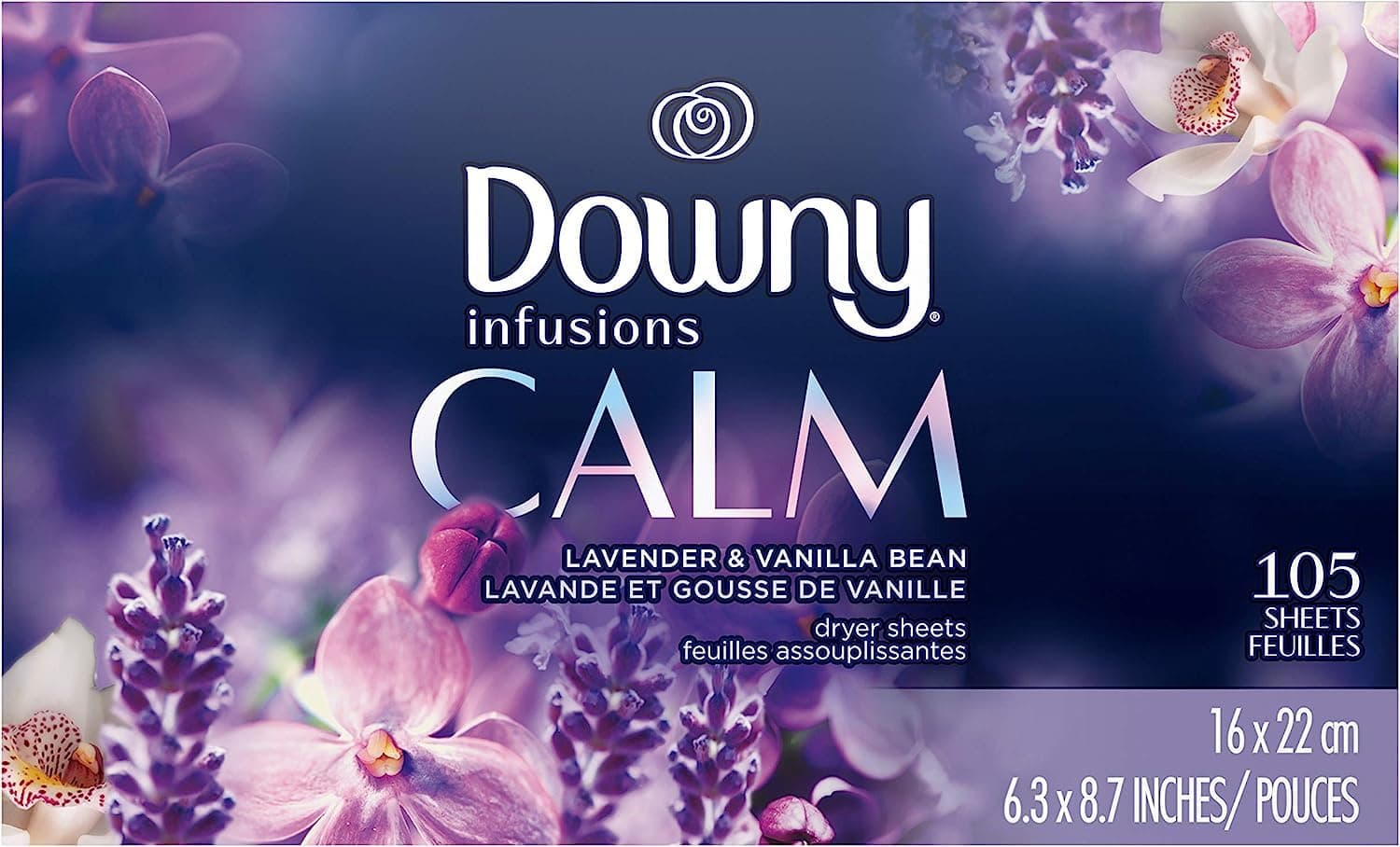 Downy Infusions Dryer Sheets Laundry Fabric Softener, Calm, Lavender & Vanilla Bean, 105 count 1 Count (Pack of 105) Lavender & Vanilla Bean