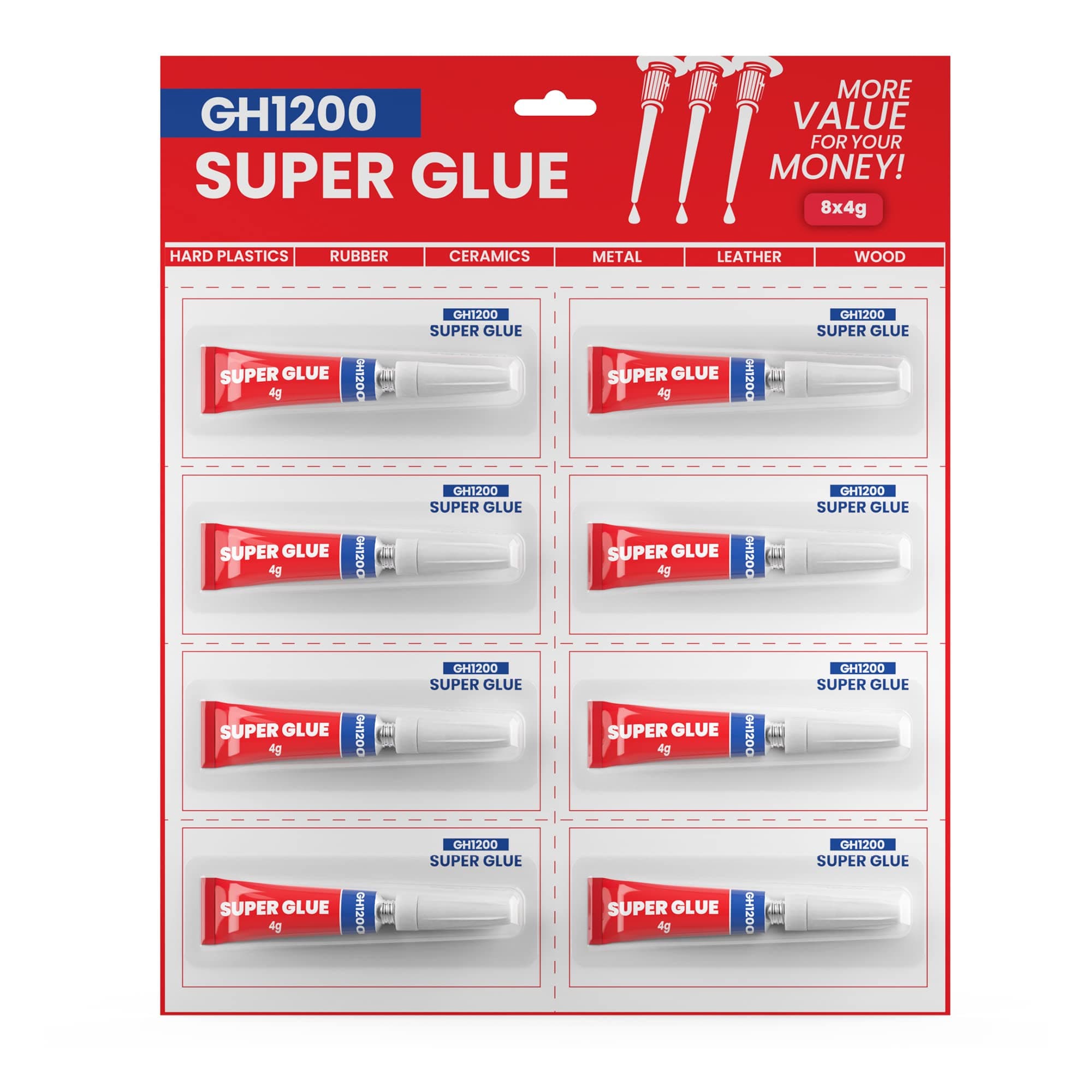 4 Gram x 8 Strong Super Glue All Purpose with Anticlog Cap. Super Fast & Strong Adhesive superglue, Cyanoacrylate Glue for Hard Plastics, DIY Crafts and Many More 4Gx8