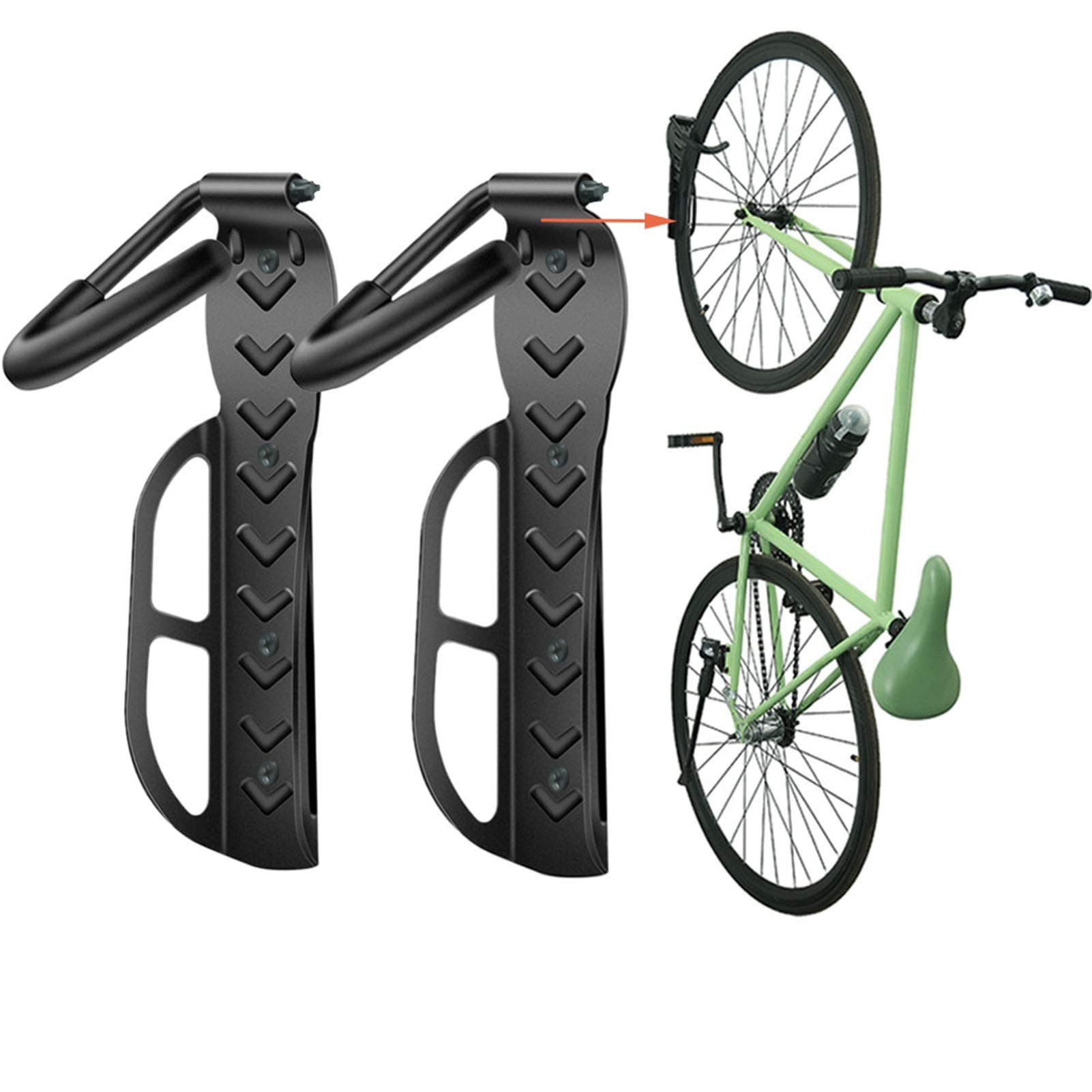 Wallmaster Bike Storage Rack for Garage, Wall Mount Bicycles Hanger, 2-Pack Bike Storage System Vertical Bike Hooks 2Pack