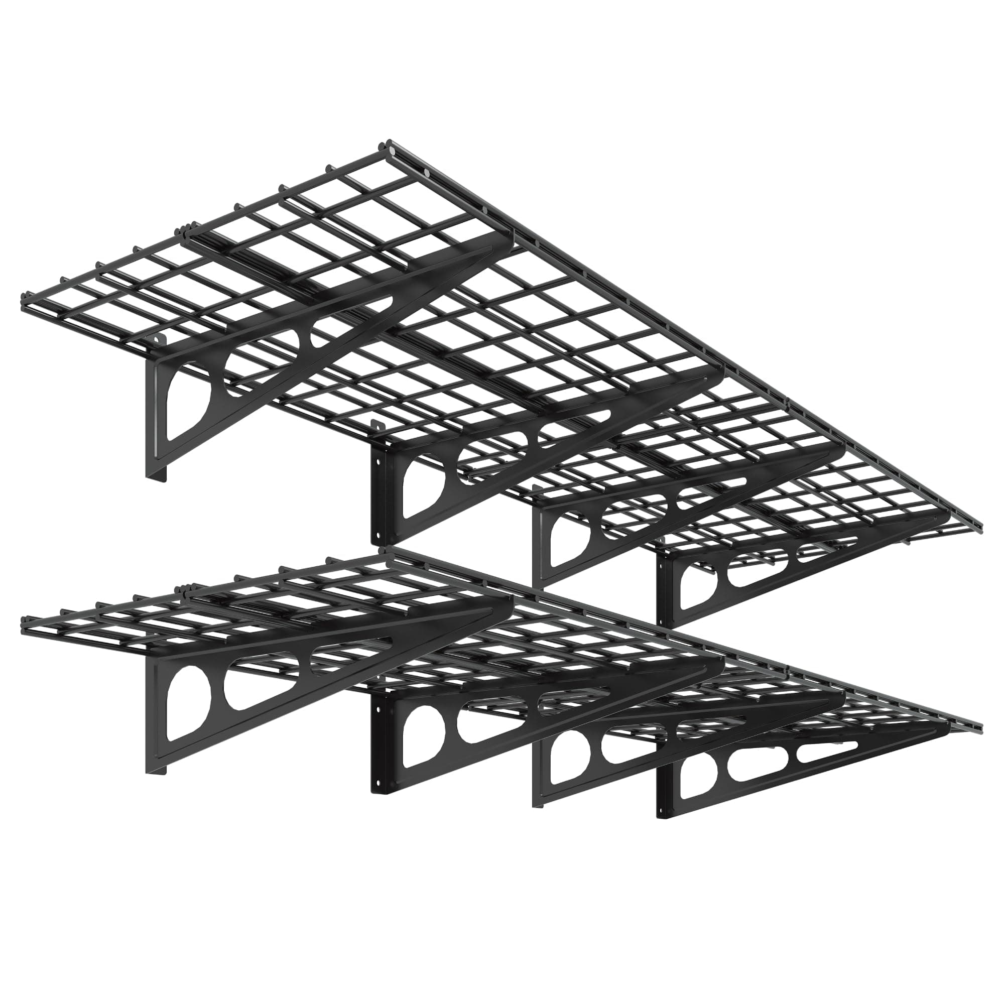 FLEXIMOUNTS 2-Pack 2x6ft Garage Shelving 24-inch-by-72-inch Wall Shelf Garage Storage Rack Floating Shelves, Black, Classic Series 2 pack-2x6 ft Black