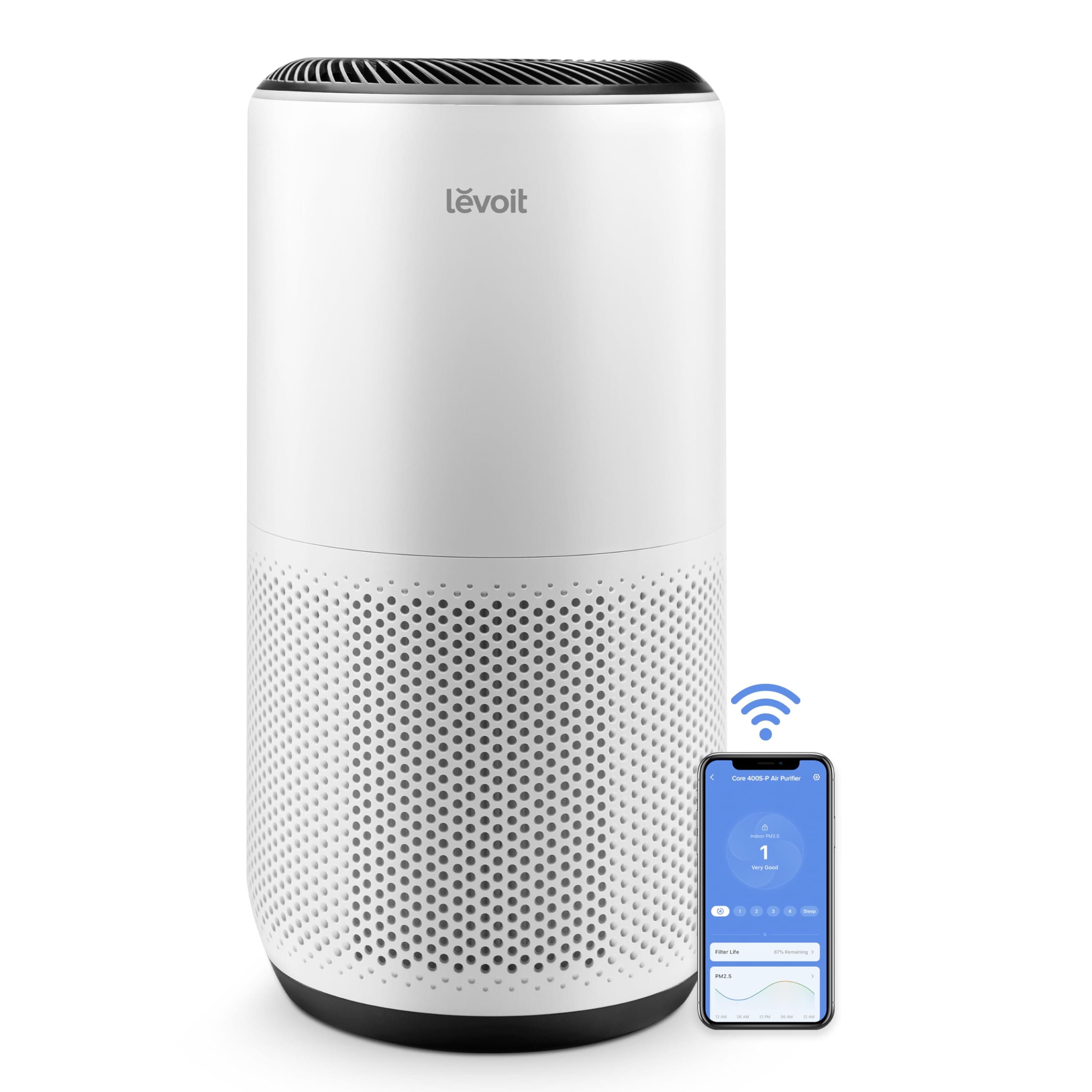 LEVOIT Air Purifiers for Home Large Room Up to 1733 Ft² With HEPA Sleep Mode, AHAM VERIFIDE, Auto Mode, Air Quality Monitor, Smart WiFi, 3-in-1 Filter For Pet Allergy, Smoke, Dust, Core 400S-P, White Core 400S White