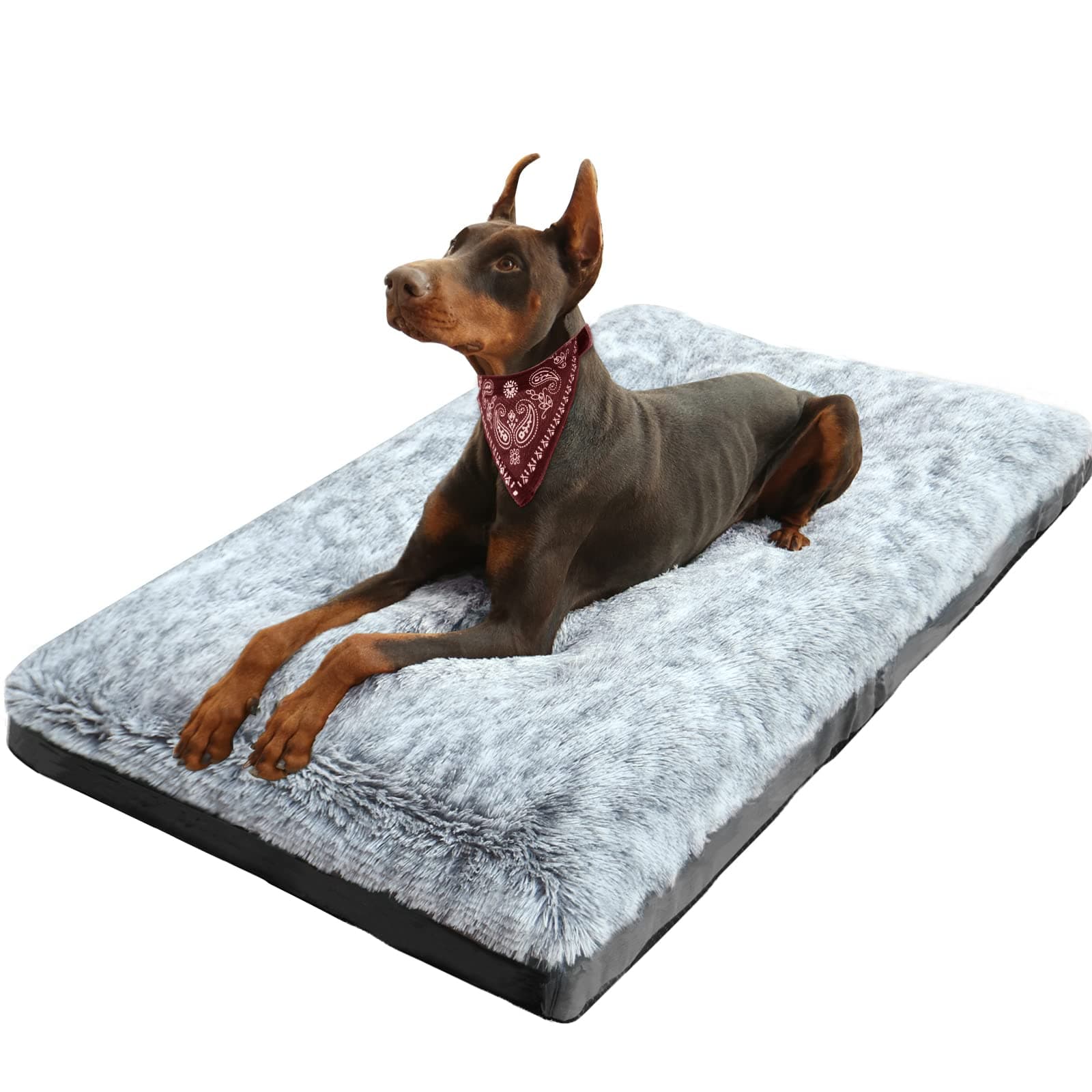 KISYYO Orthopedic Dog Beds for Large Dogs Fixable Deluxe Cozy Dog Kennel Beds for Crates Washable Pet Sofa, Grey (L)