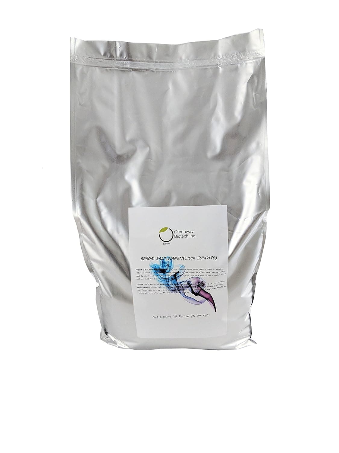 Greenway Biotech, Inc. Organic Epsom Salt USP for Body Bath & Foot Soak - Magnesium Sulfate Soaking for Refresh Body- 25 Pounds