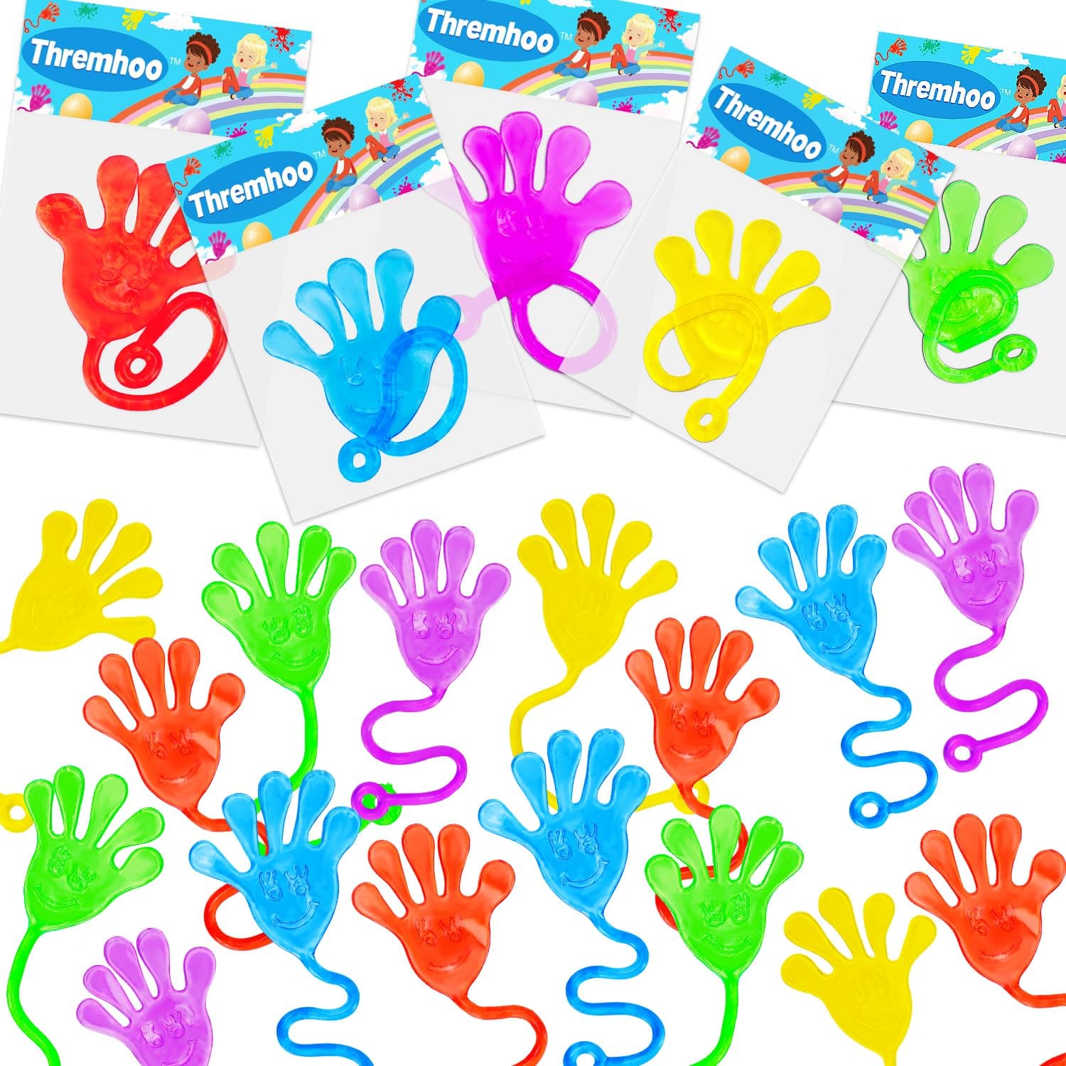 40 Pcs Sticky Hands For Kids Party Favor Goodie Bag Stuffer Stretchy Treasure Box Toy Exchange Classroom Prize Bulk Toy Pinata Filler School Gift Bag Small Favors Slap Hand Christmas Party Supplies Normal-40Pcs
