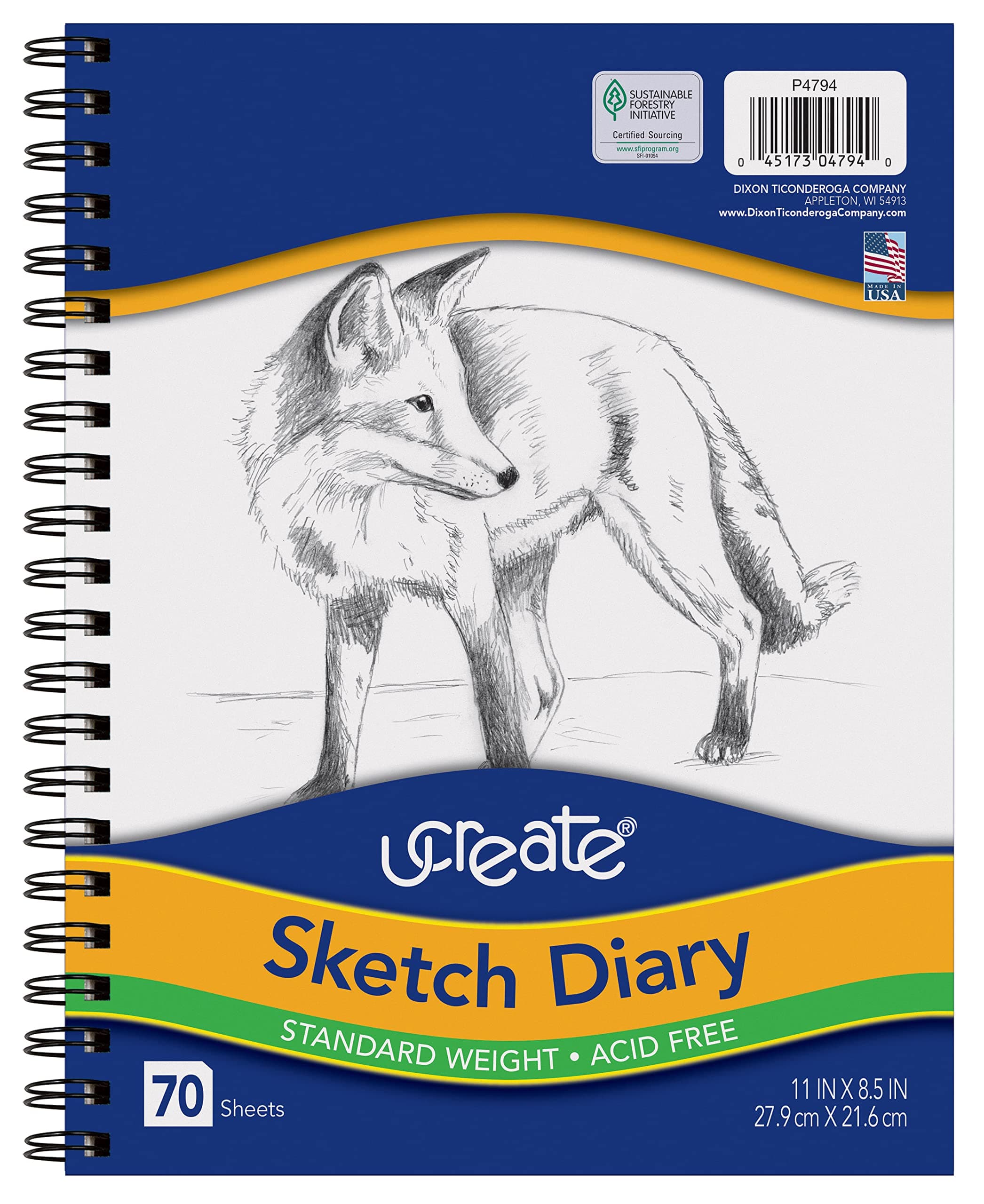 UCreate Sketch Diary P4794, 11" x 8 1/2", 70 Sheets 11" x 8.5" (Pack of 1)