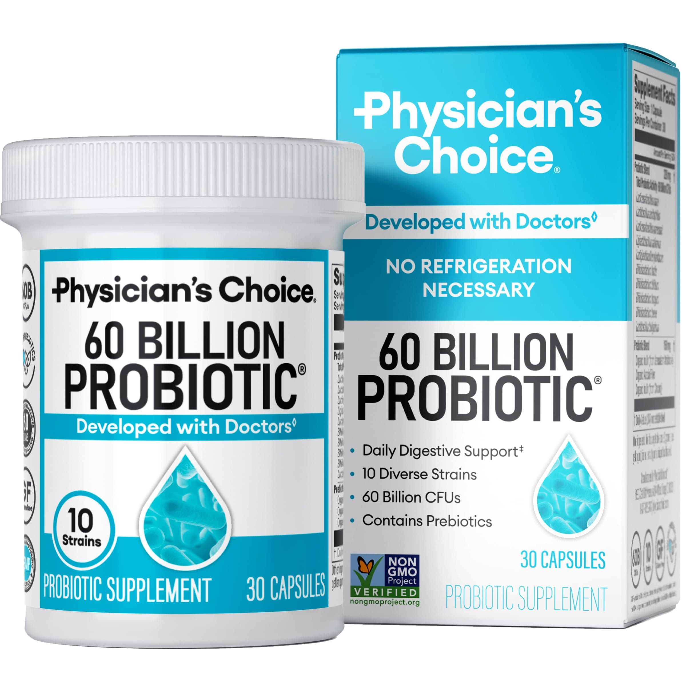 Physician's Choice Probiotics 60 Billion CFU - 10 Strains + Organic Prebiotics - Immune, Digestive & Gut Health - Supports Occasional Constipation, Diarrhea, Gas & Bloating - for Women & Men - 30ct 30 Count (Pack of 1)