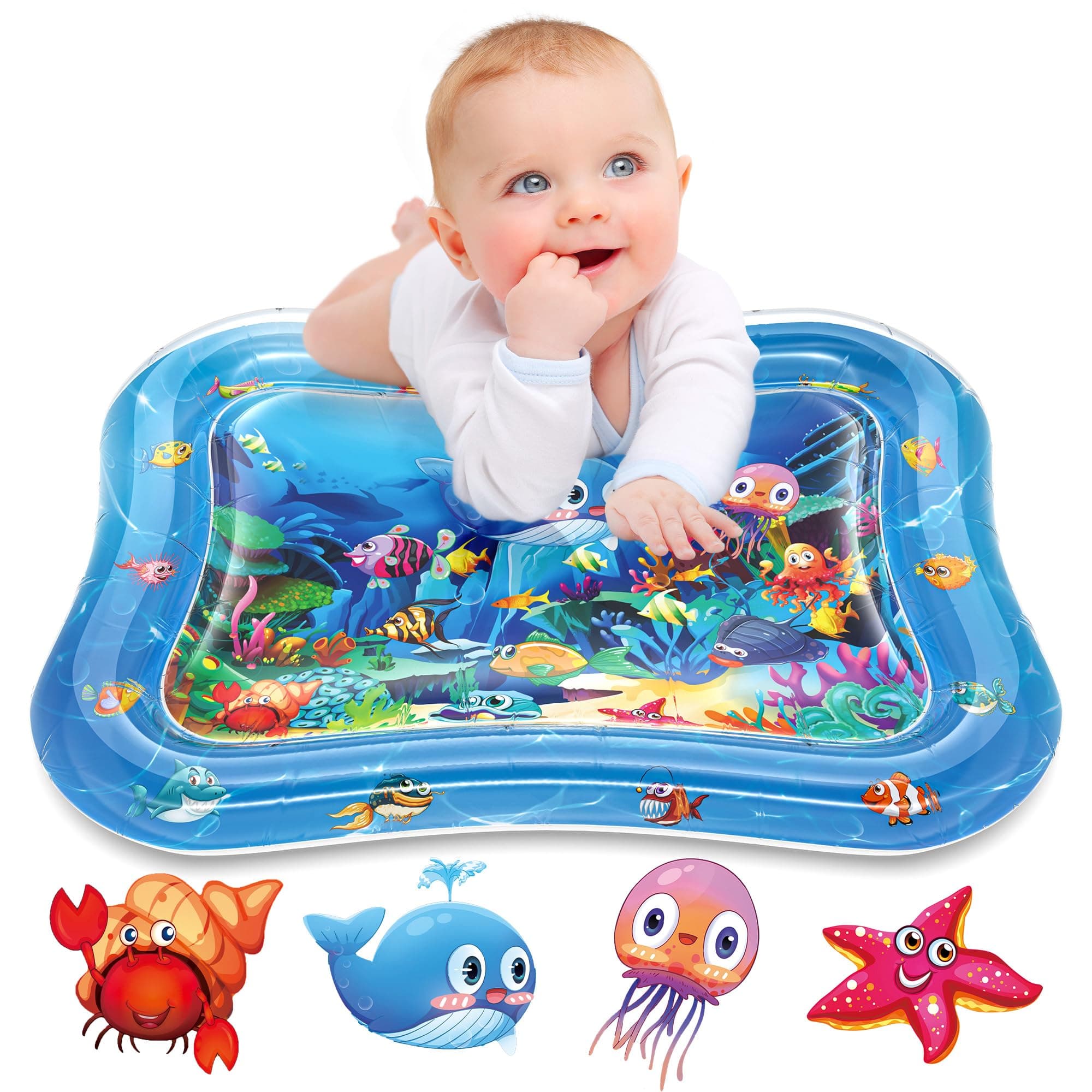 Infinno Inflatable Tummy Time Mat Premium Baby Water Play Mat for Infants and Toddlers Baby Toys for 3 to 24 Months, Strengthen Your Baby's Muscles, Portable Blue