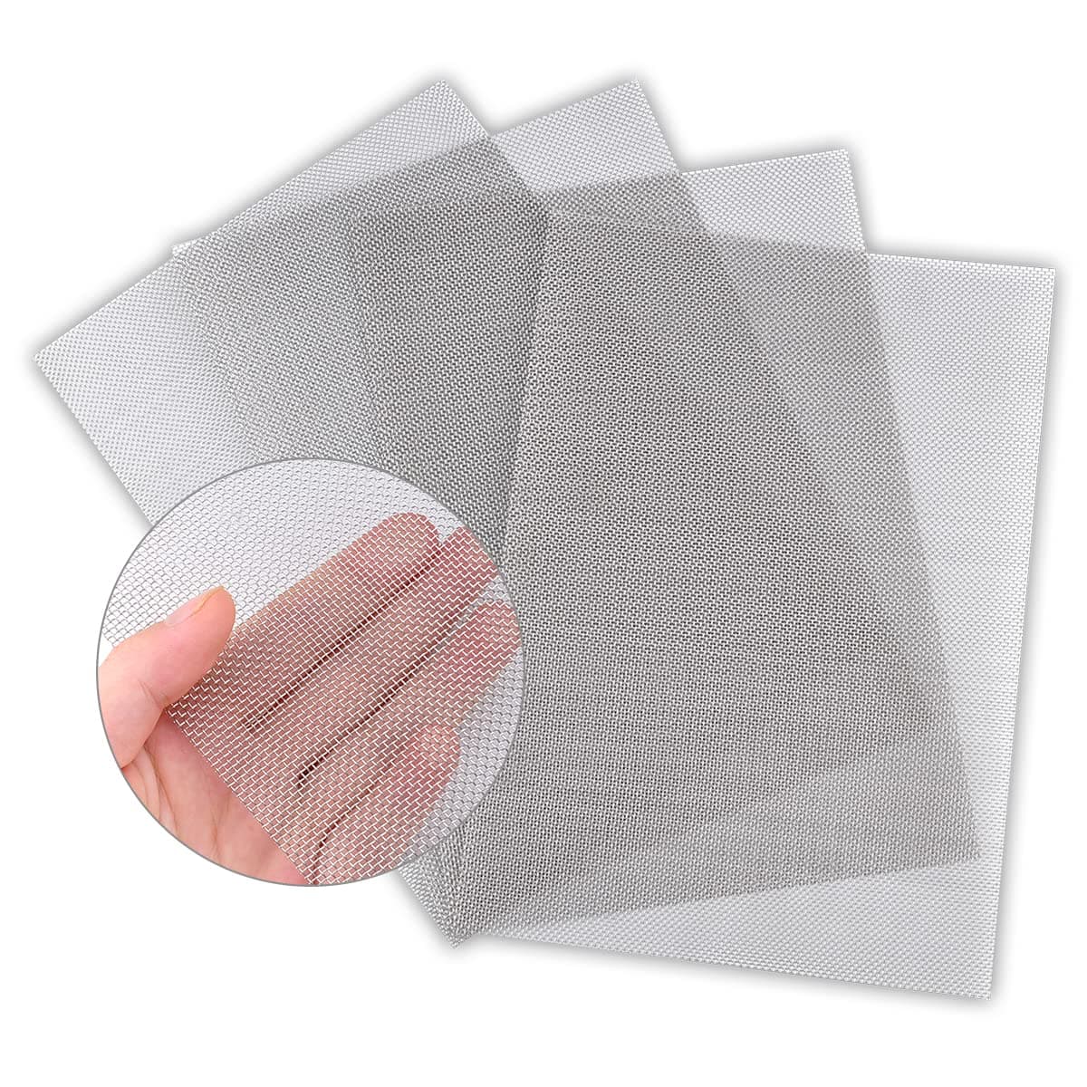 Valchoose 4PACK Stainless Steel Woven Wire Mesh Never Rust, Air Vent Mesh 11.8"X8.2"(300X 210mm), Hard and Heat Resisting Screen, 1mm Hole 20 Mesh Easy to Cut for Rodents Filters Window DIY Projects 11.8"X8.2"(300X 210mm) 4