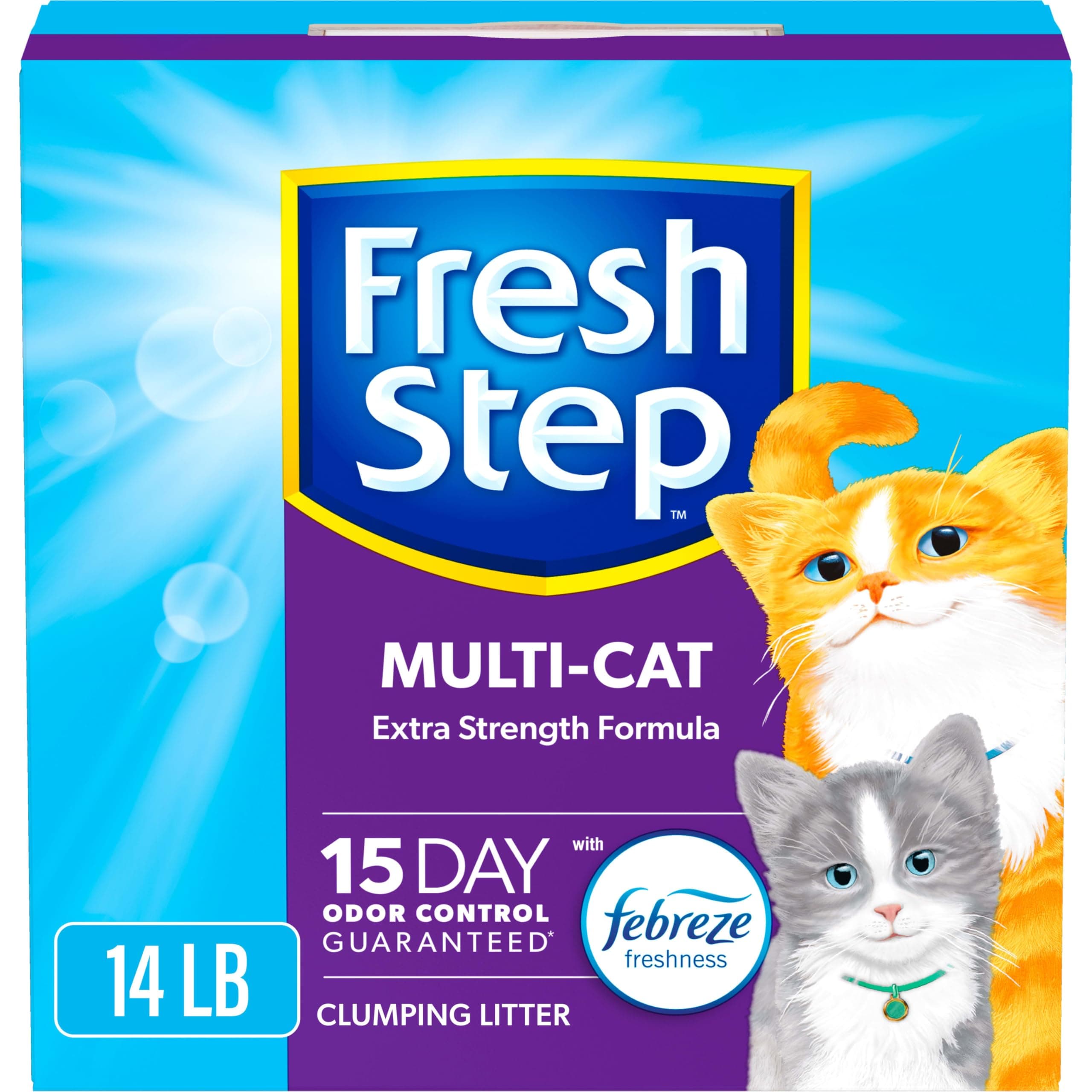 Fresh Step Clumping Cat Litter, Multi-Cat, Long Lasting Odor Control Kitty Litter with Activated Charcoal, Low Dust Formula, 14 lb Multi-Cat 14 lb